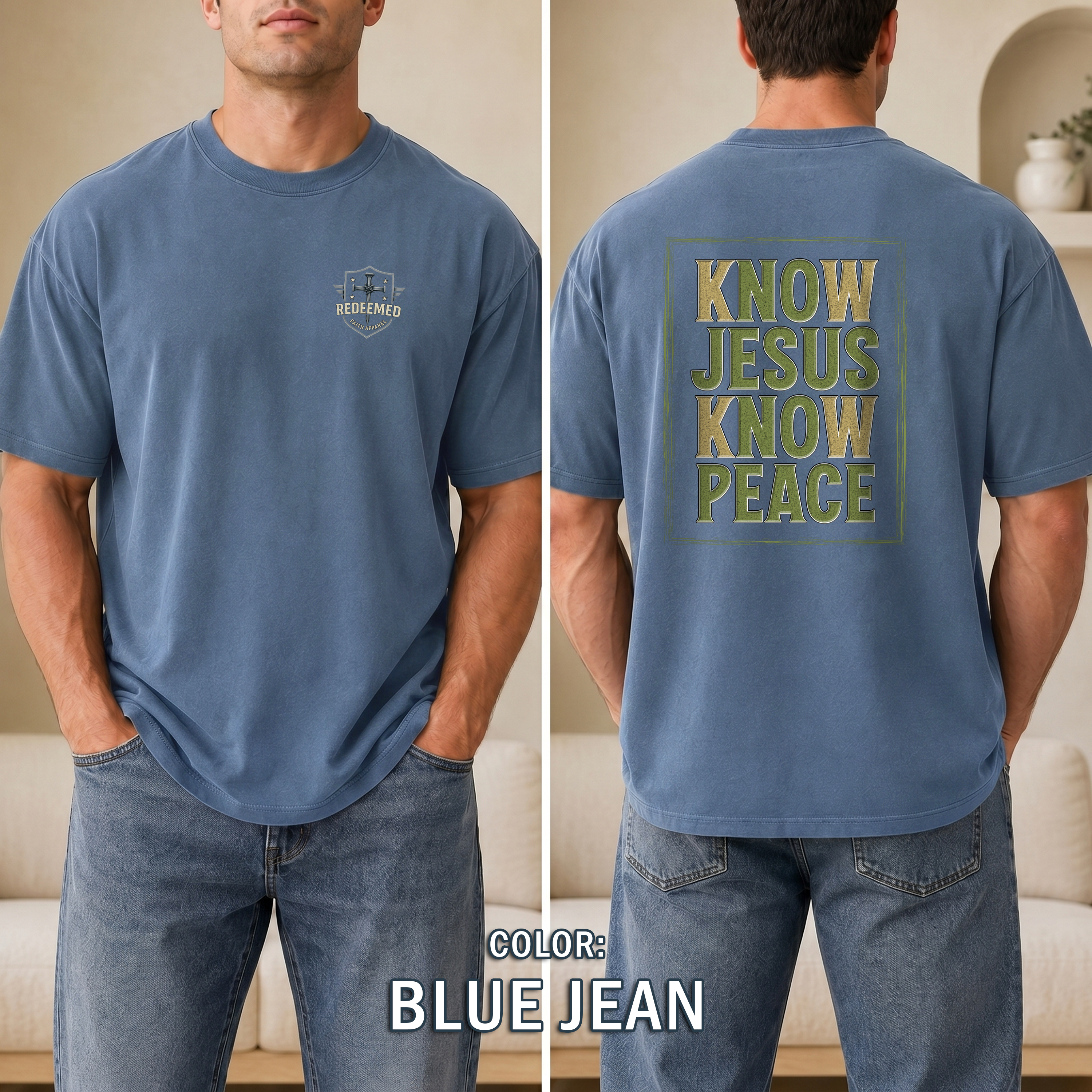 Know Jesus Know Peace Christian T-Shirt, Faith Based Jesus Shirt, Christian Graphic Tee, Redeemed Faith Apparel, Bold Christian Apparel