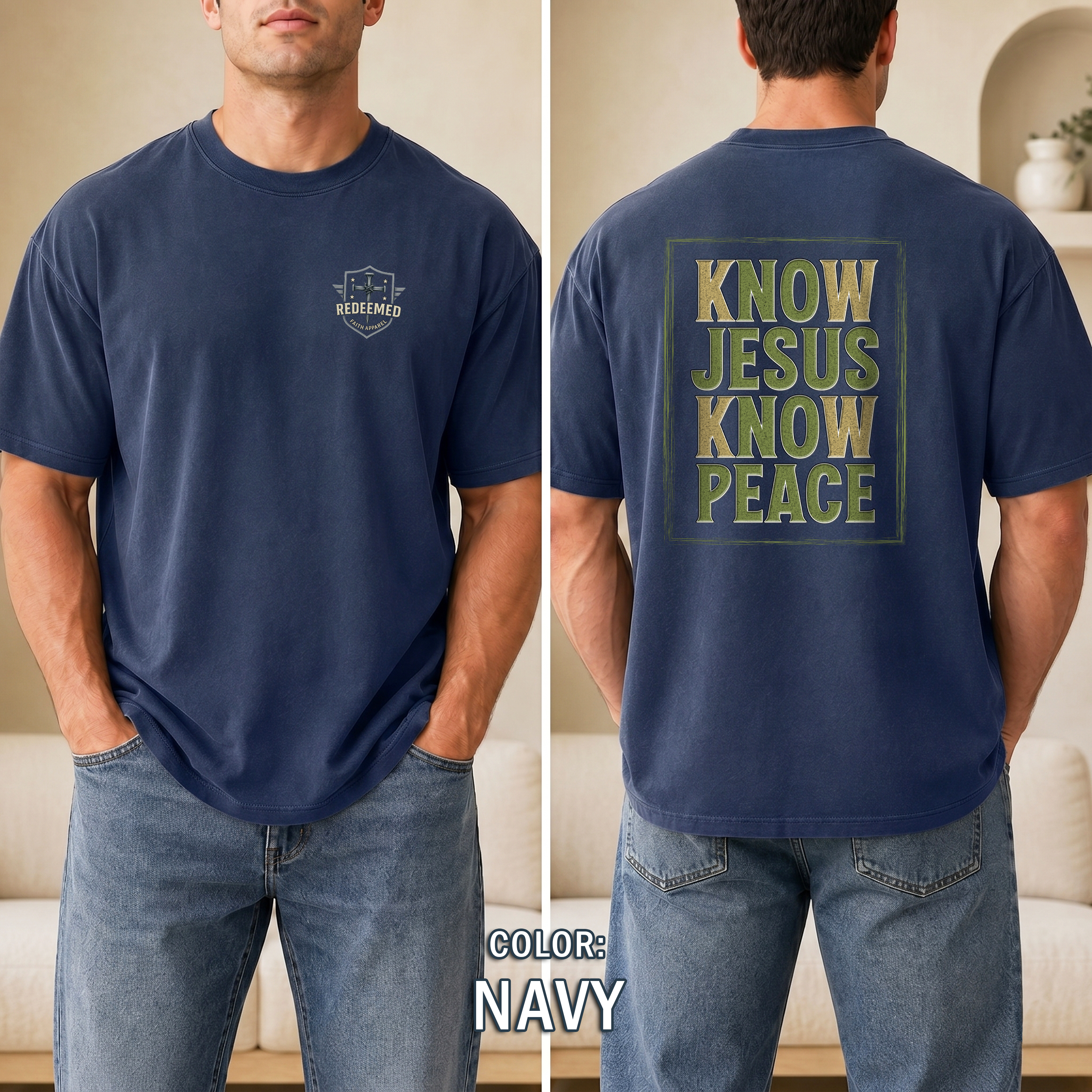 Know Jesus Know Peace Christian T-Shirt, Faith Based Jesus Shirt, Christian Graphic Tee, Redeemed Faith Apparel, Bold Christian Apparel