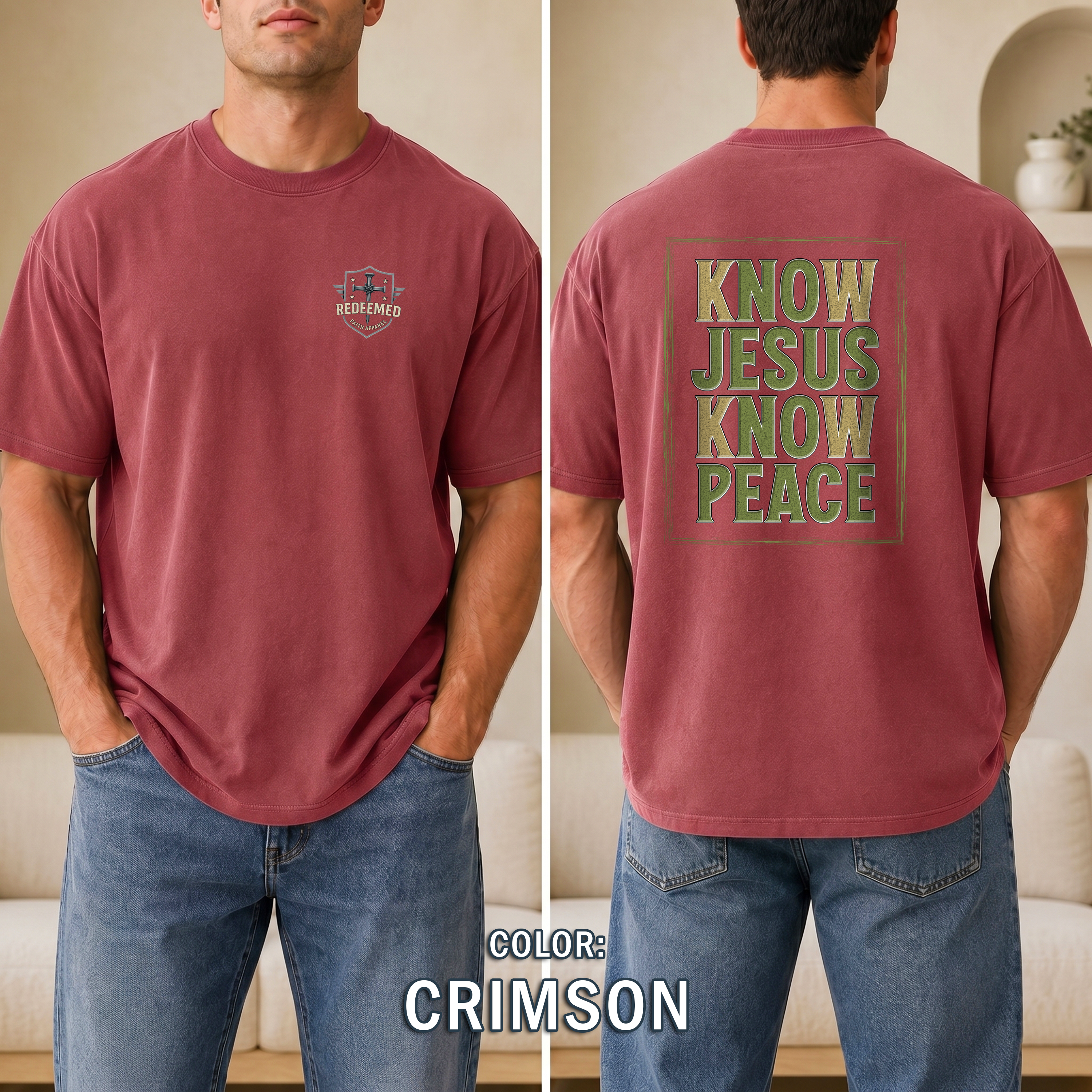 Know Jesus Know Peace Christian T-Shirt, Faith Based Jesus Shirt, Christian Graphic Tee, Redeemed Faith Apparel, Bold Christian Apparel