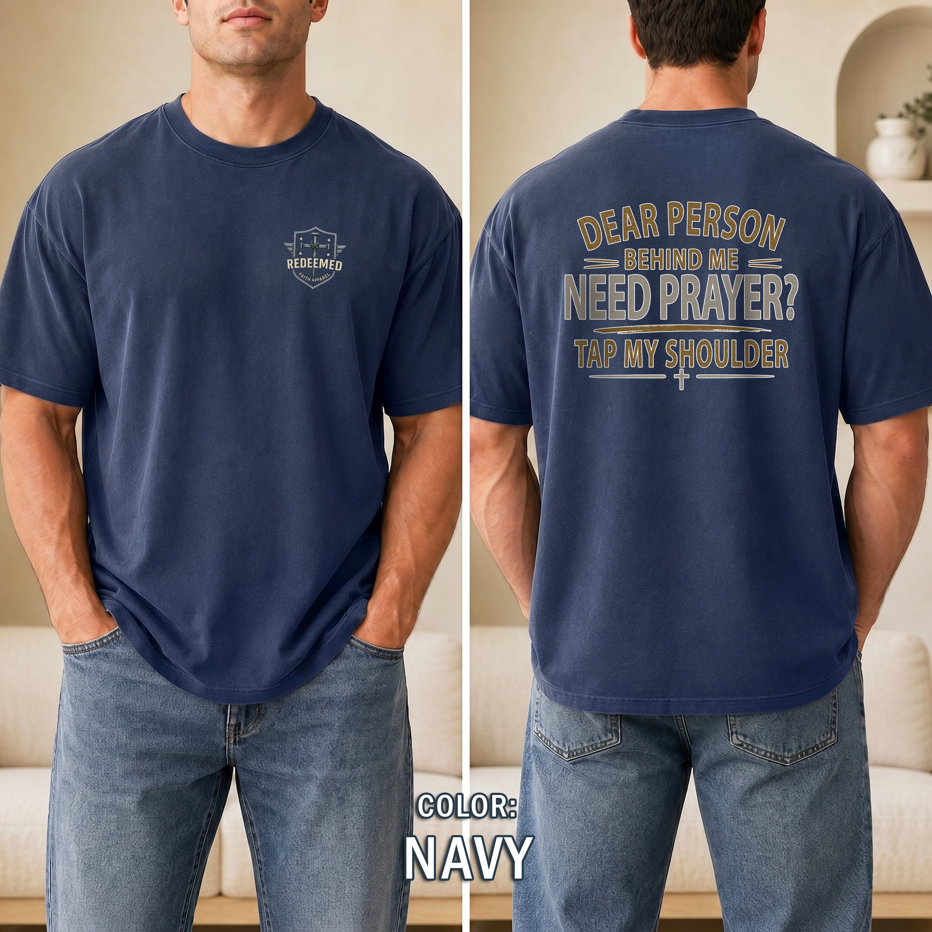 Need Prayer Tap My Shoulder Christian T-Shirt, Prayer Ministry Faith Shirt, Christian Conversation Starter, Redeemed Faith Apparel