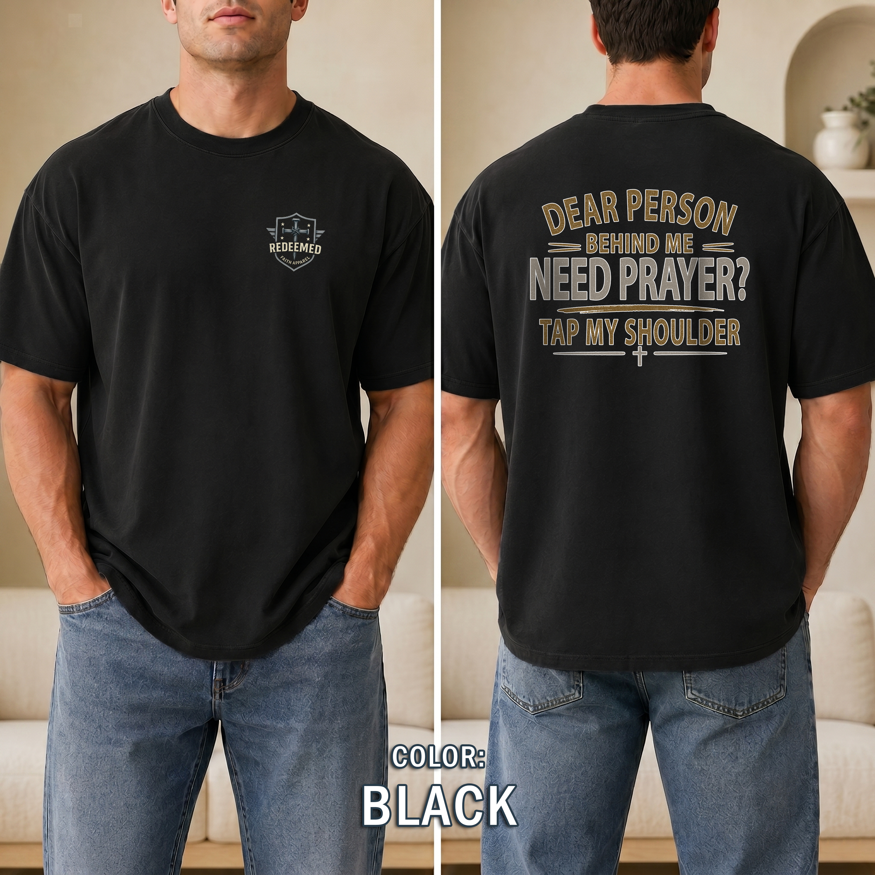 Need Prayer Tap My Shoulder Christian T-Shirt, Prayer Ministry Faith Shirt, Christian Conversation Starter, Redeemed Faith Apparel