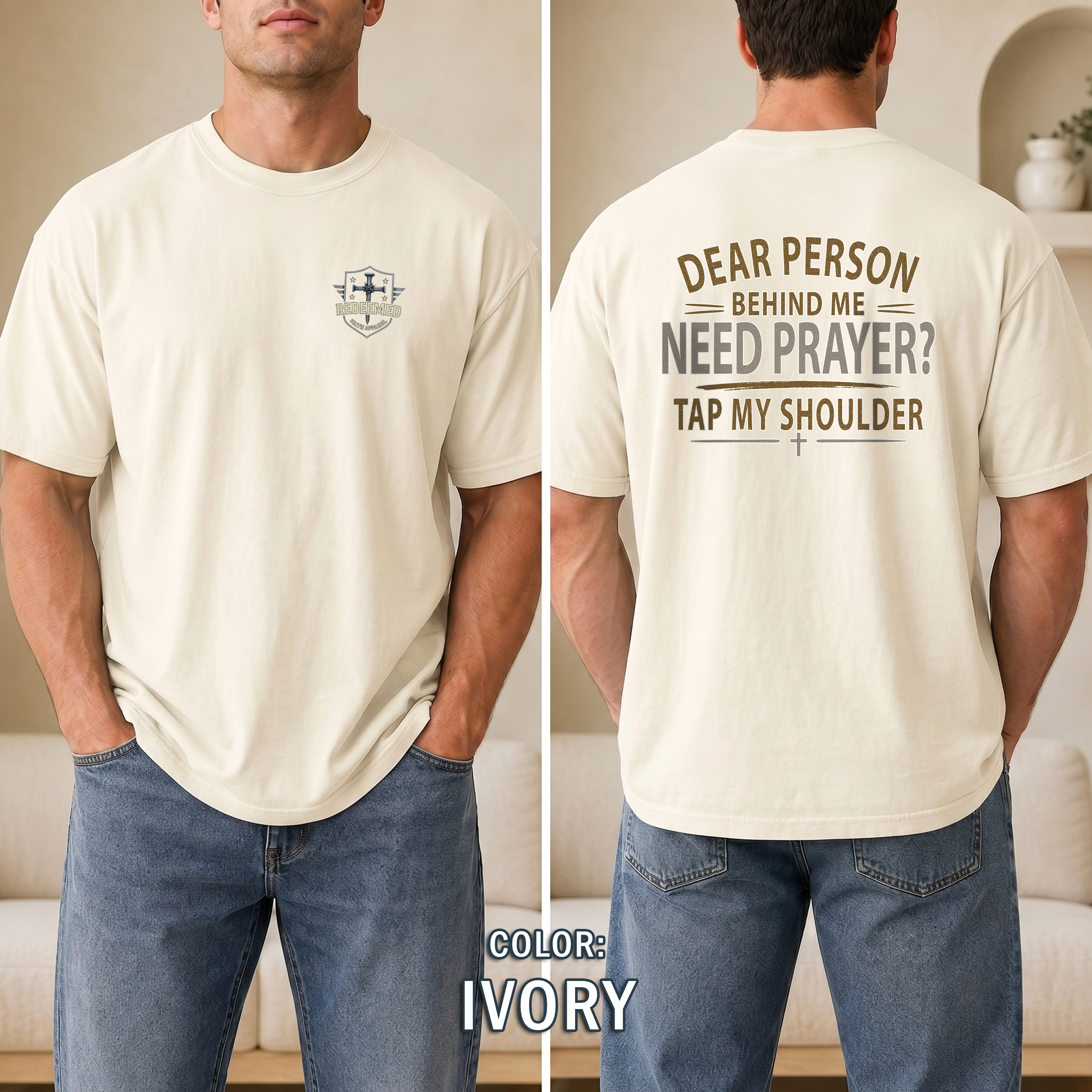 Need Prayer Tap My Shoulder Christian T-Shirt, Prayer Ministry Faith Shirt, Christian Conversation Starter, Redeemed Faith Apparel