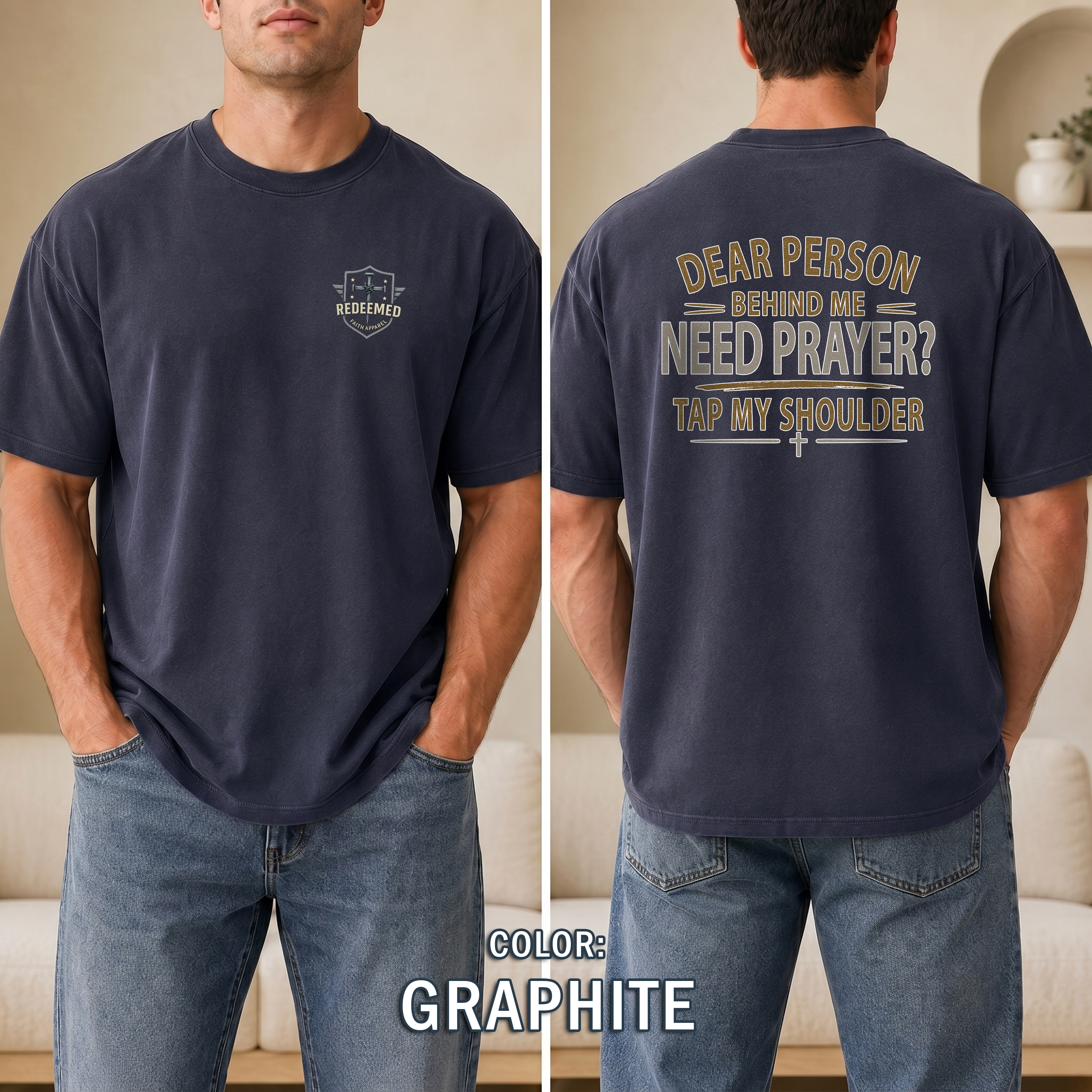 Need Prayer Tap My Shoulder Christian T-Shirt, Prayer Ministry Faith Shirt, Christian Conversation Starter, Redeemed Faith Apparel