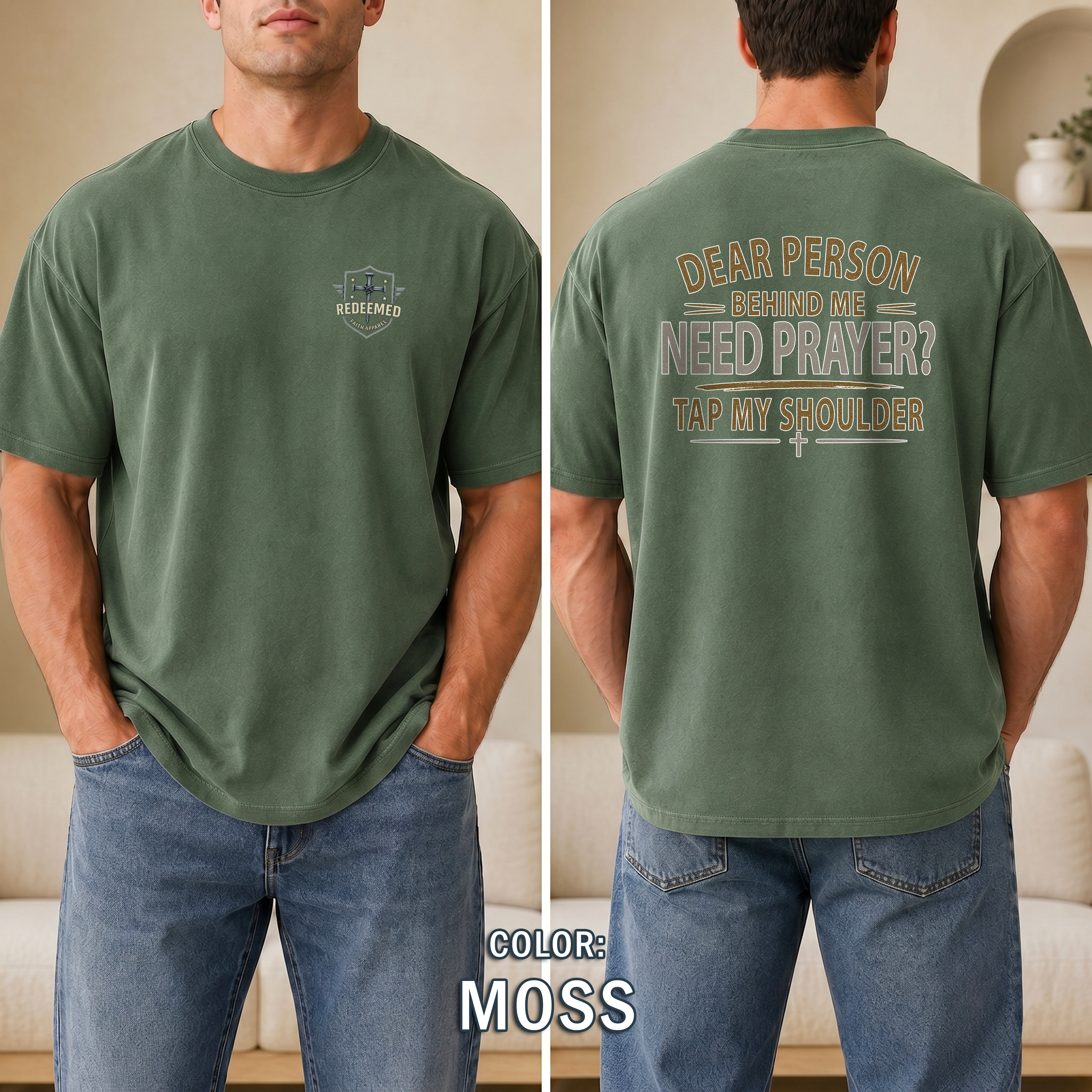 Need Prayer Tap My Shoulder Christian T-Shirt, Prayer Ministry Faith Shirt, Christian Conversation Starter, Redeemed Faith Apparel