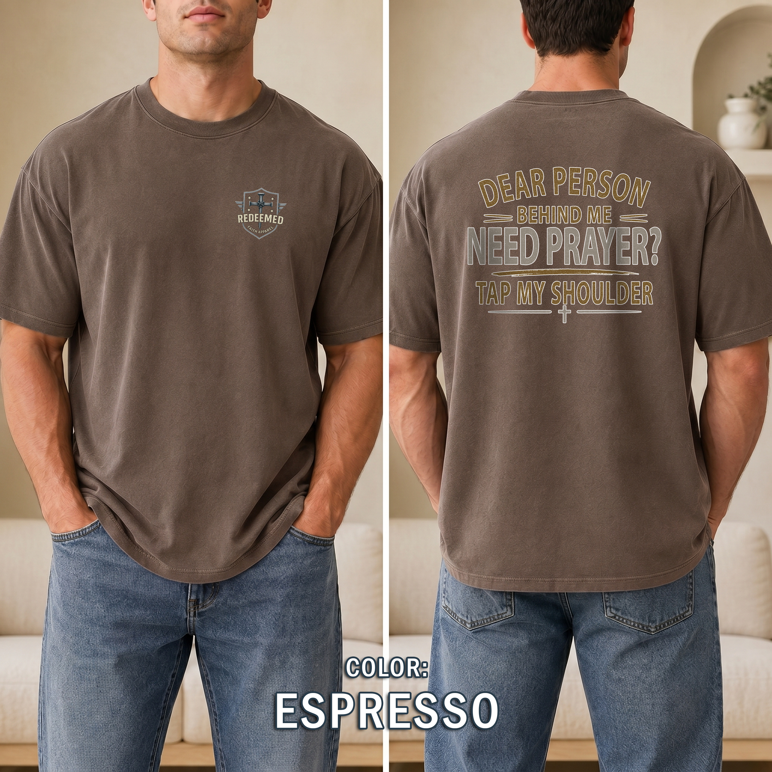 Need Prayer Tap My Shoulder Christian T-Shirt, Prayer Ministry Faith Shirt, Christian Conversation Starter, Redeemed Faith Apparel