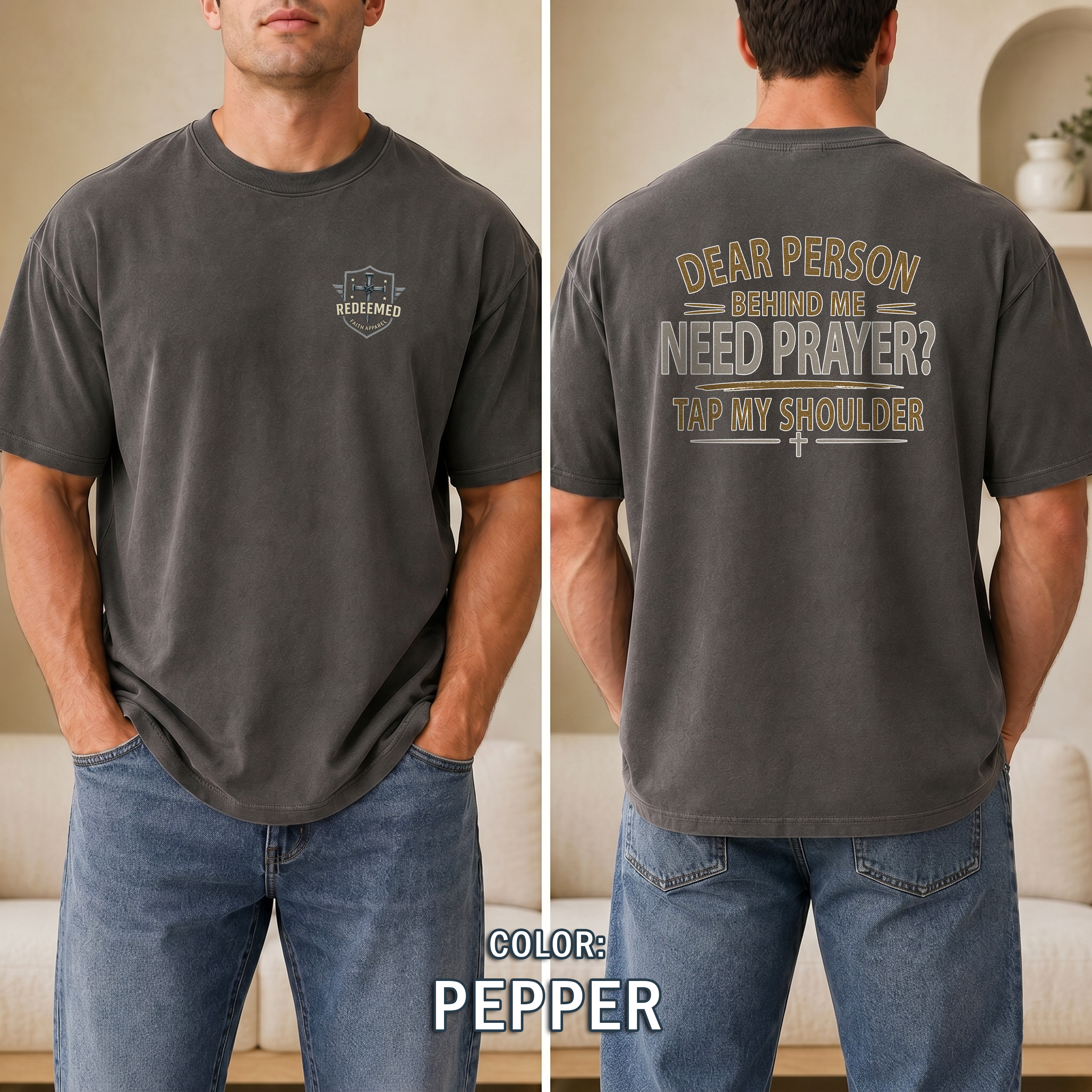 Need Prayer Tap My Shoulder Christian T-Shirt, Prayer Ministry Faith Shirt, Christian Conversation Starter, Redeemed Faith Apparel