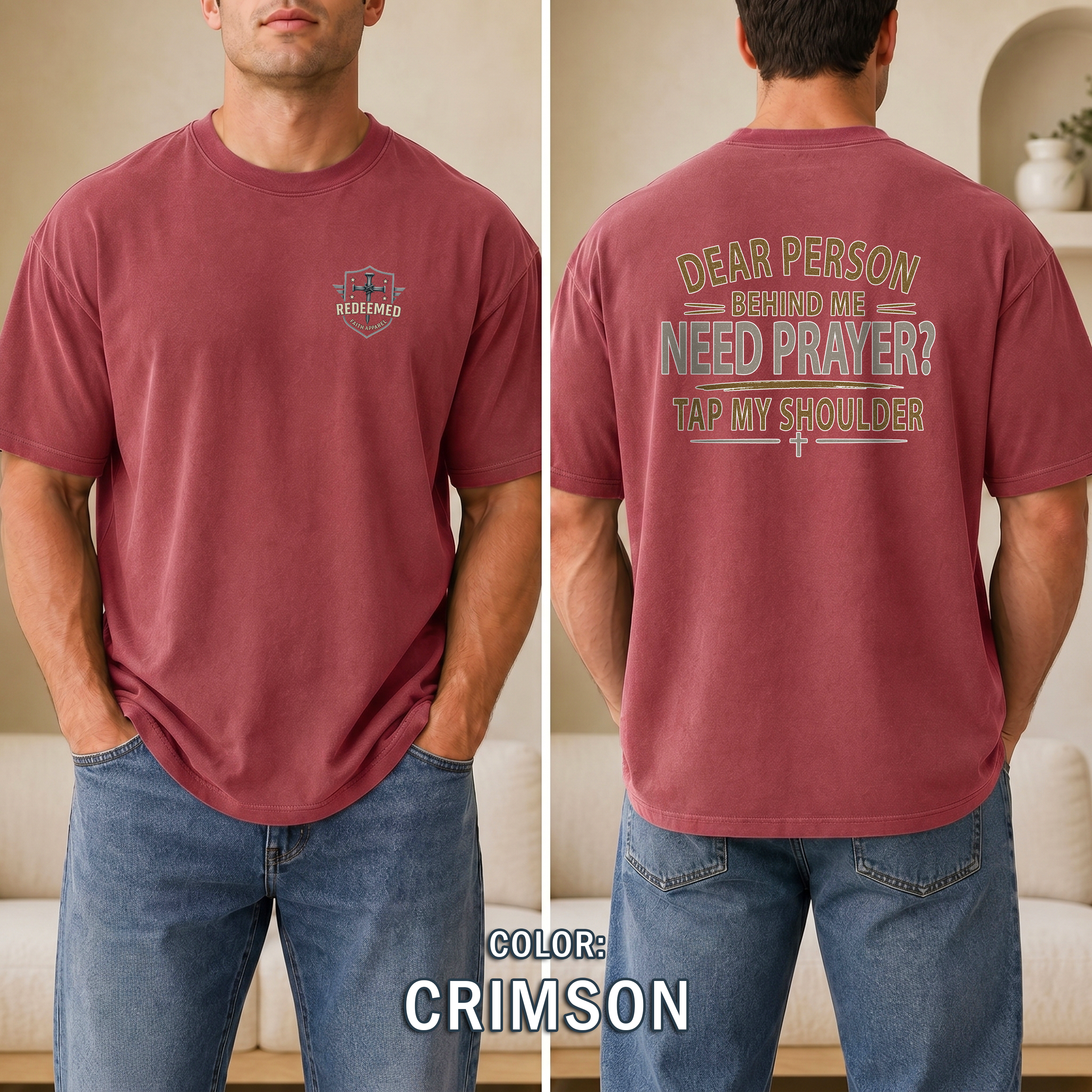 Need Prayer Tap My Shoulder Christian T-Shirt, Prayer Ministry Faith Shirt, Christian Conversation Starter, Redeemed Faith Apparel