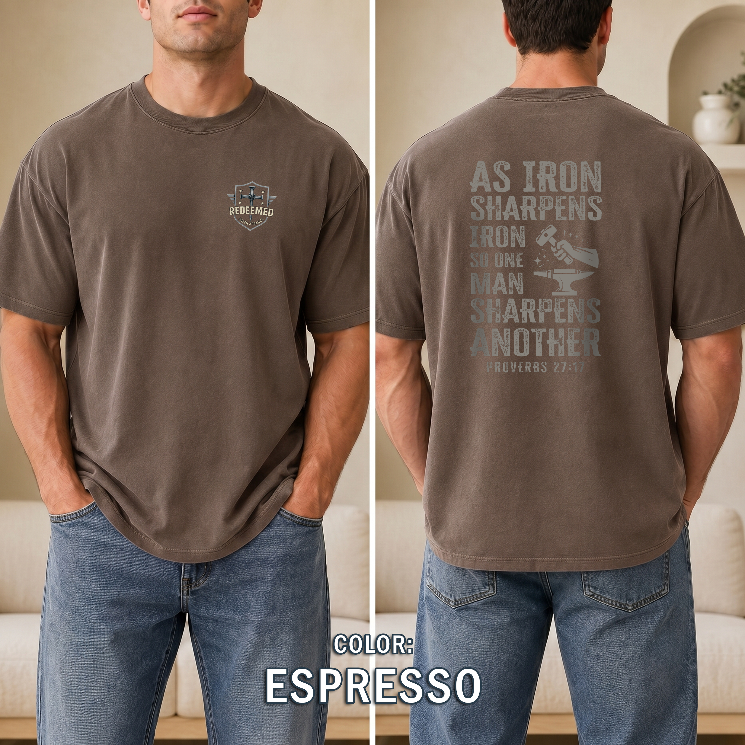 As Iron Sharpens Iron Proverbs 27:17 Shirt, Christian Blacksmith Shirt, Mens Faith T-Shirt, Christian Faith Shirt, Redeemed Faith Apparel