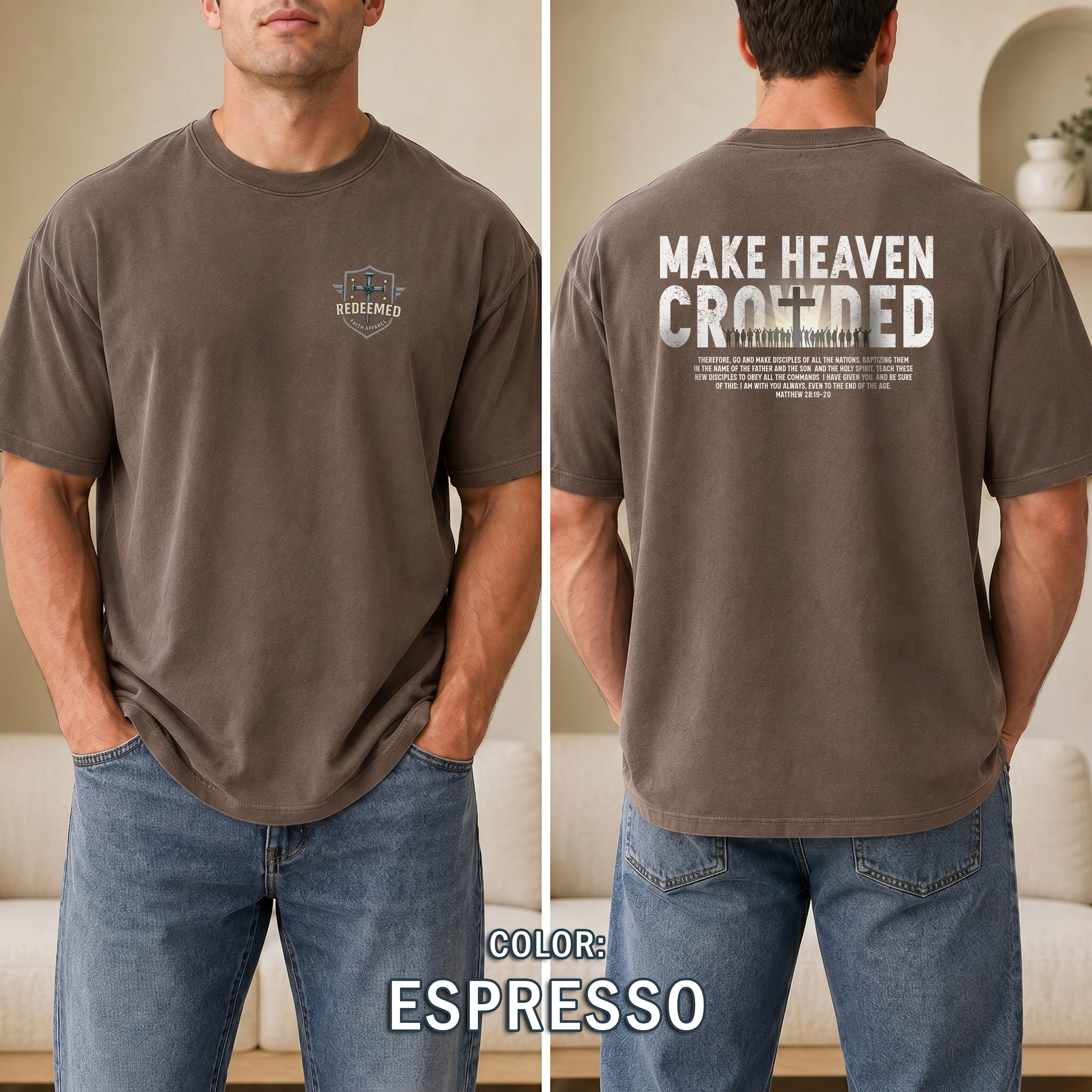 Make Heaven Crowded Christian T-Shirt, Matthew 28 Great Commission Shirt, Faith Based Tee, Redeemed Faith Apparel, Jesus Shirt