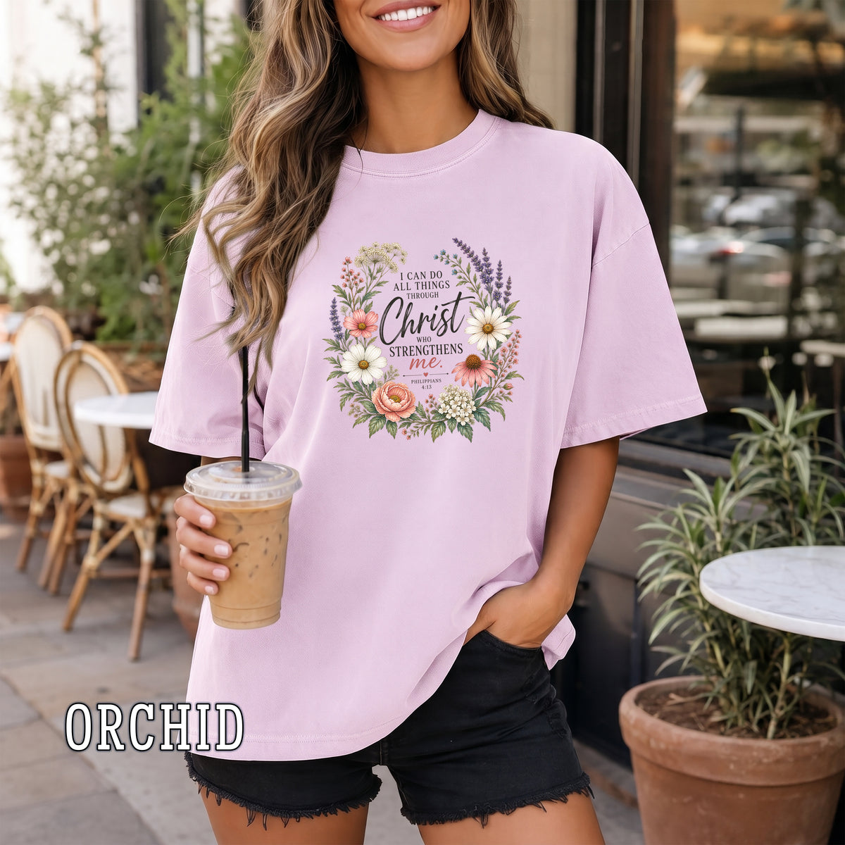 I Can Do All Things Through Christ Christian Women's T-Shirt, Philippians 4:13 Floral Bible Verse Tee, Redeemed Faith Apparel