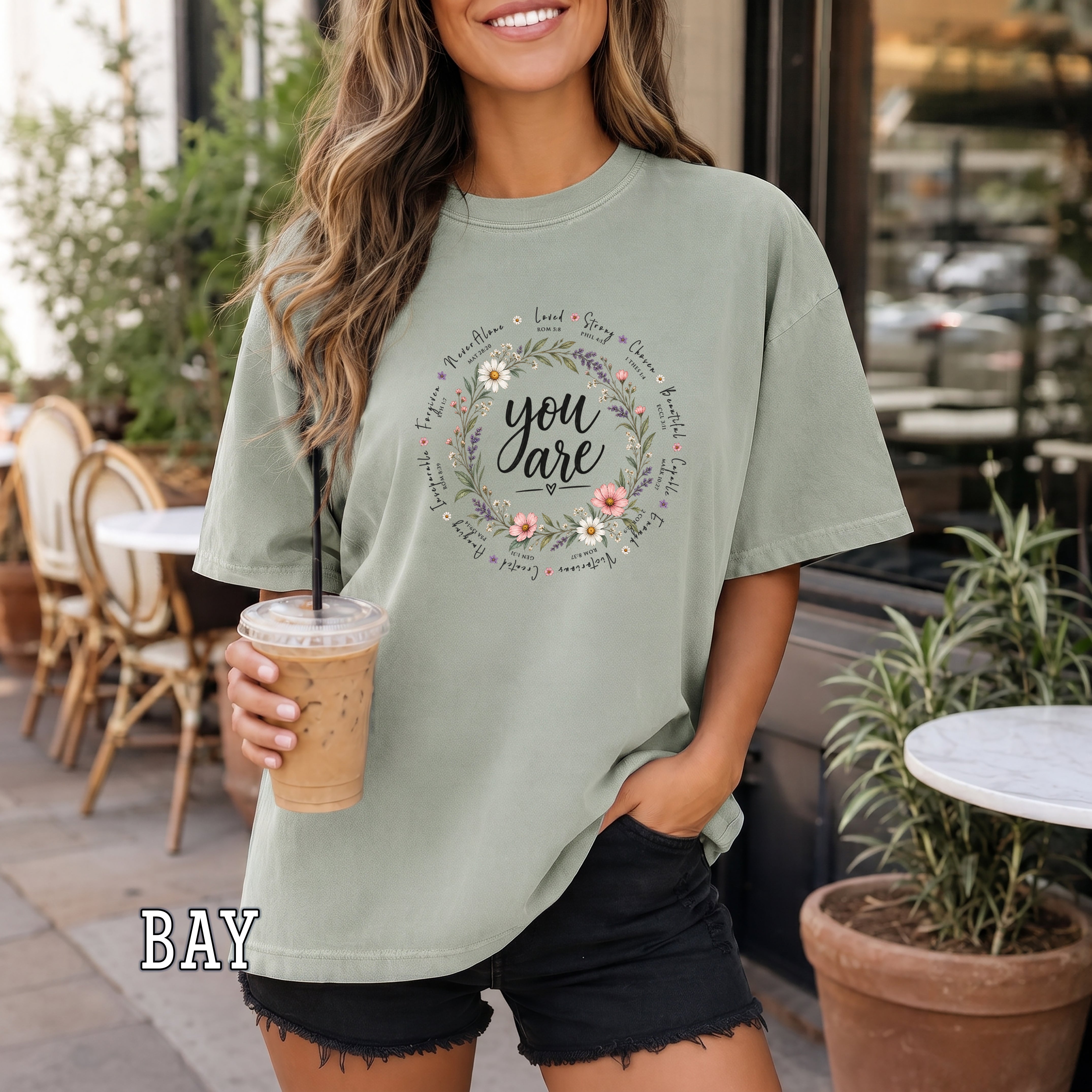 You Are Christian Women's T-Shirt, Bible Verse Floral Faith Shirt, Christian Encouragement Gift for Her, Redeemed Faith Apparel