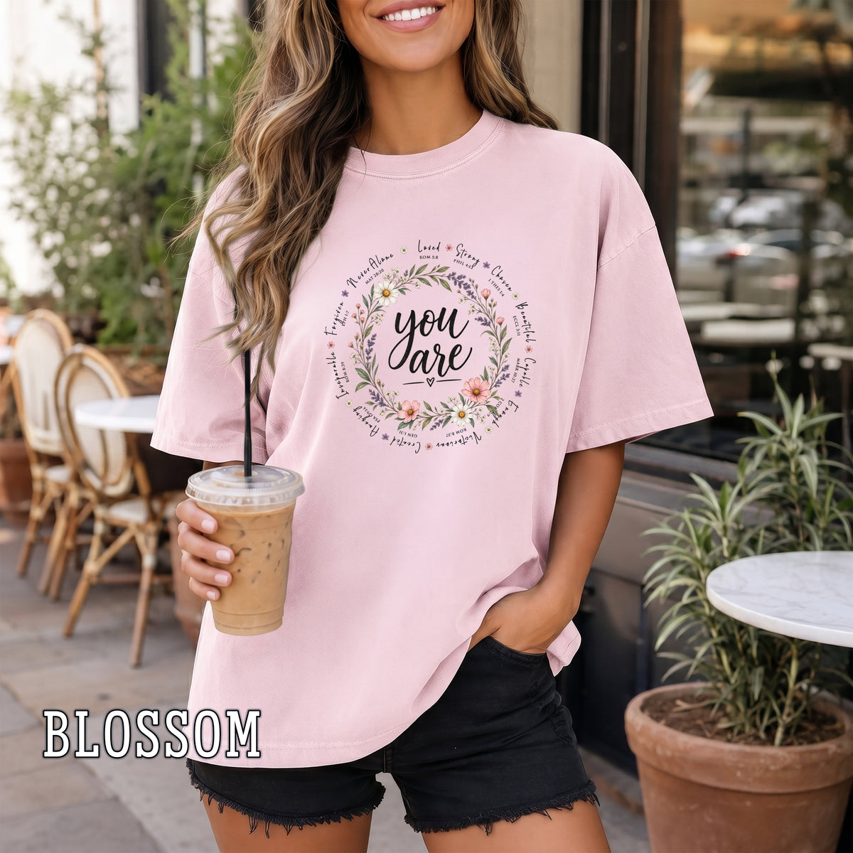 You Are Christian Women's T-Shirt, Bible Verse Floral Faith Shirt, Christian Encouragement Gift for Her, Redeemed Faith Apparel