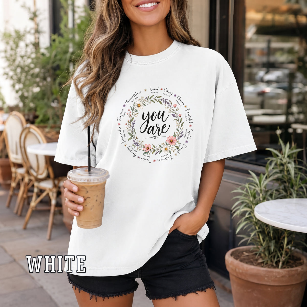 You Are Christian Women's T-Shirt, Bible Verse Floral Faith Shirt, Christian Encouragement Gift for Her, Redeemed Faith Apparel