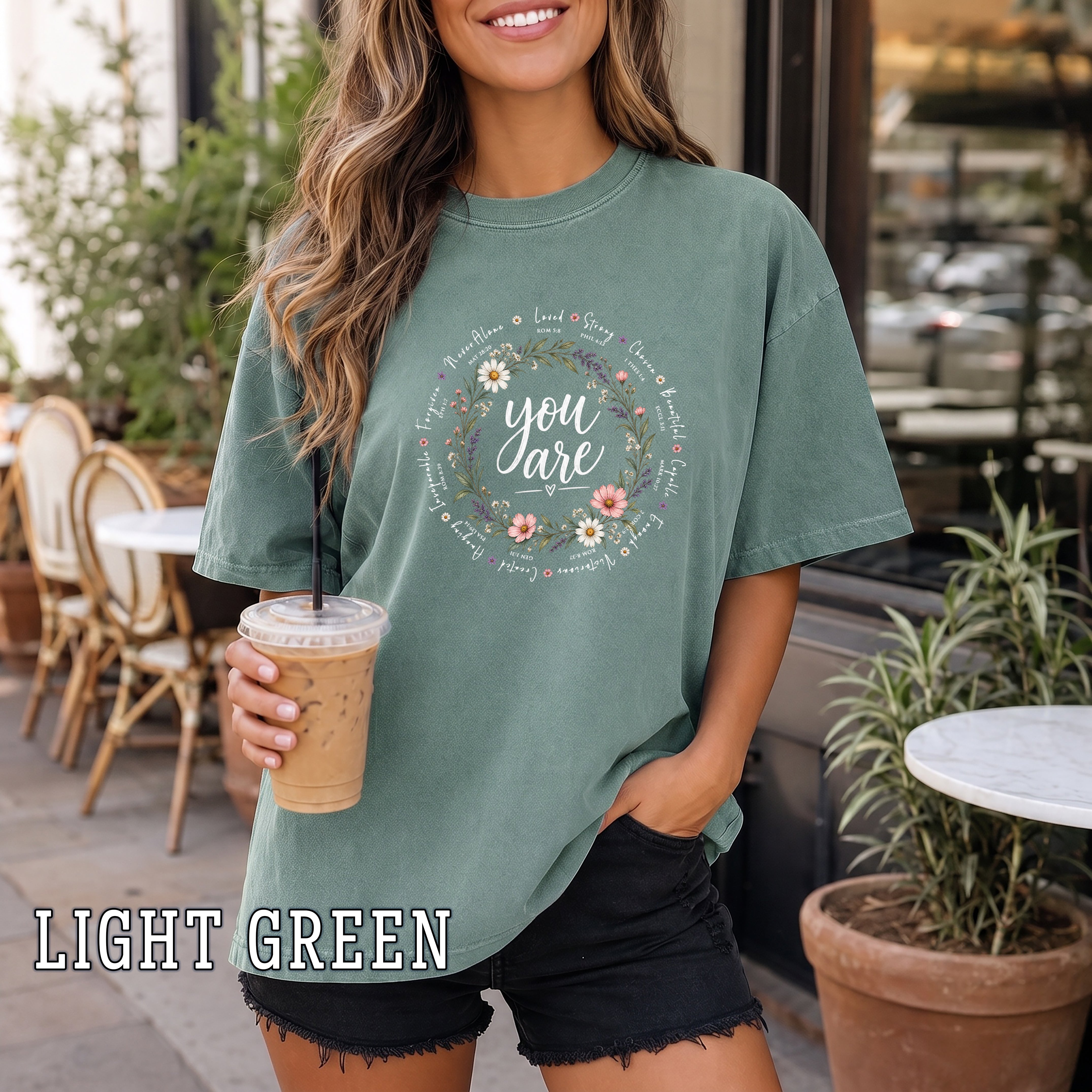 You Are Christian Women's T-Shirt, Bible Verse Floral Faith Shirt, Christian Encouragement Gift for Her, Redeemed Faith Apparel
