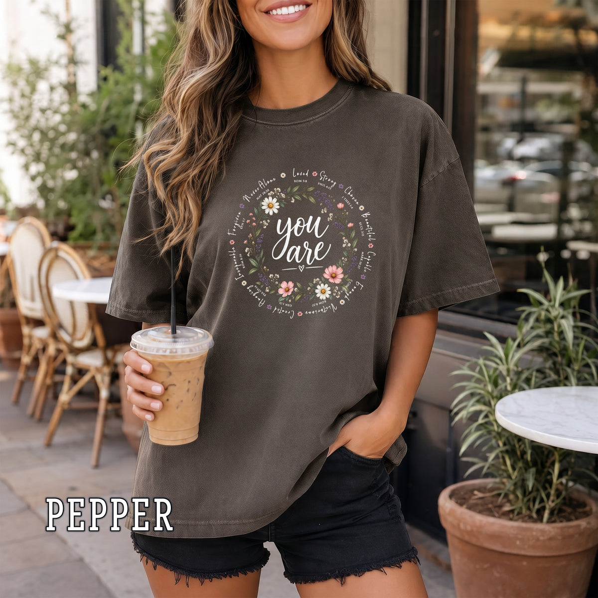 You Are Christian Women's T-Shirt, Bible Verse Floral Faith Shirt, Christian Encouragement Gift for Her, Redeemed Faith Apparel