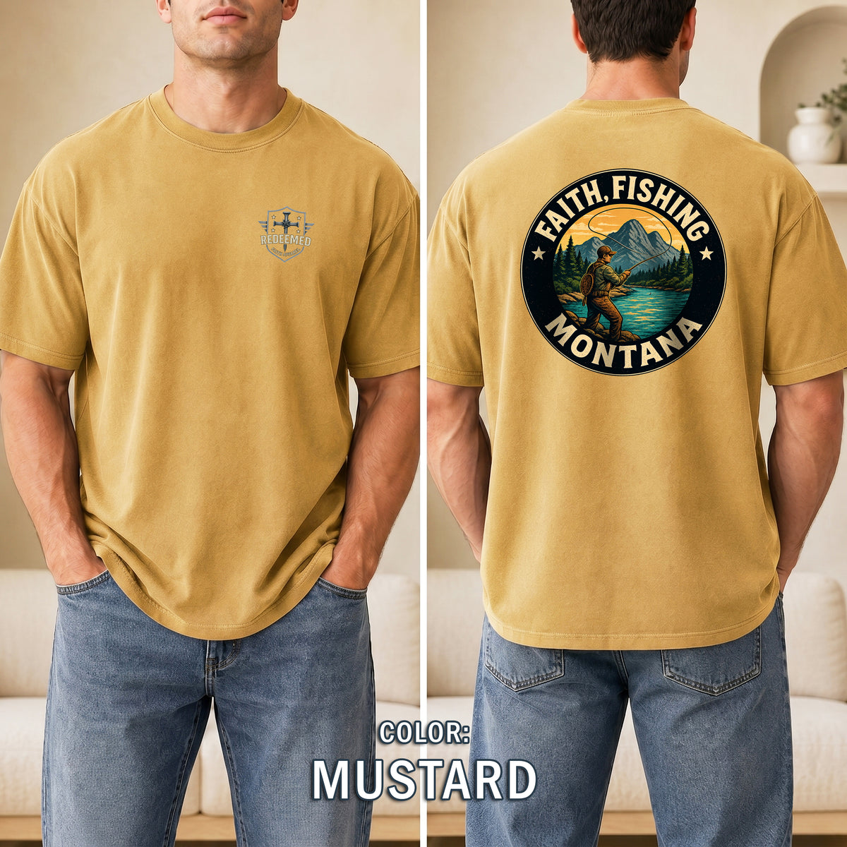 MT-Faith Fishing Montana, Christian Shirt, Outdoor Fly Fishing Design, Faith T Shirt, God Bless America Collection, Montana Fly Fishing