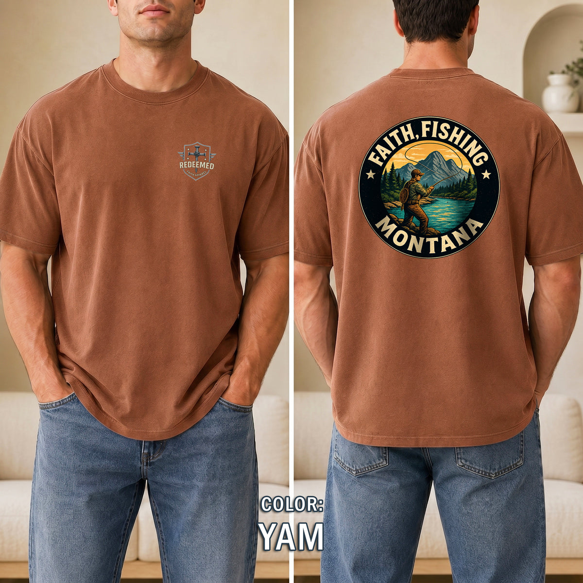 MT-Faith Fishing Montana, Christian Shirt, Outdoor Fly Fishing Design, Faith T Shirt, God Bless America Collection, Montana Fly Fishing