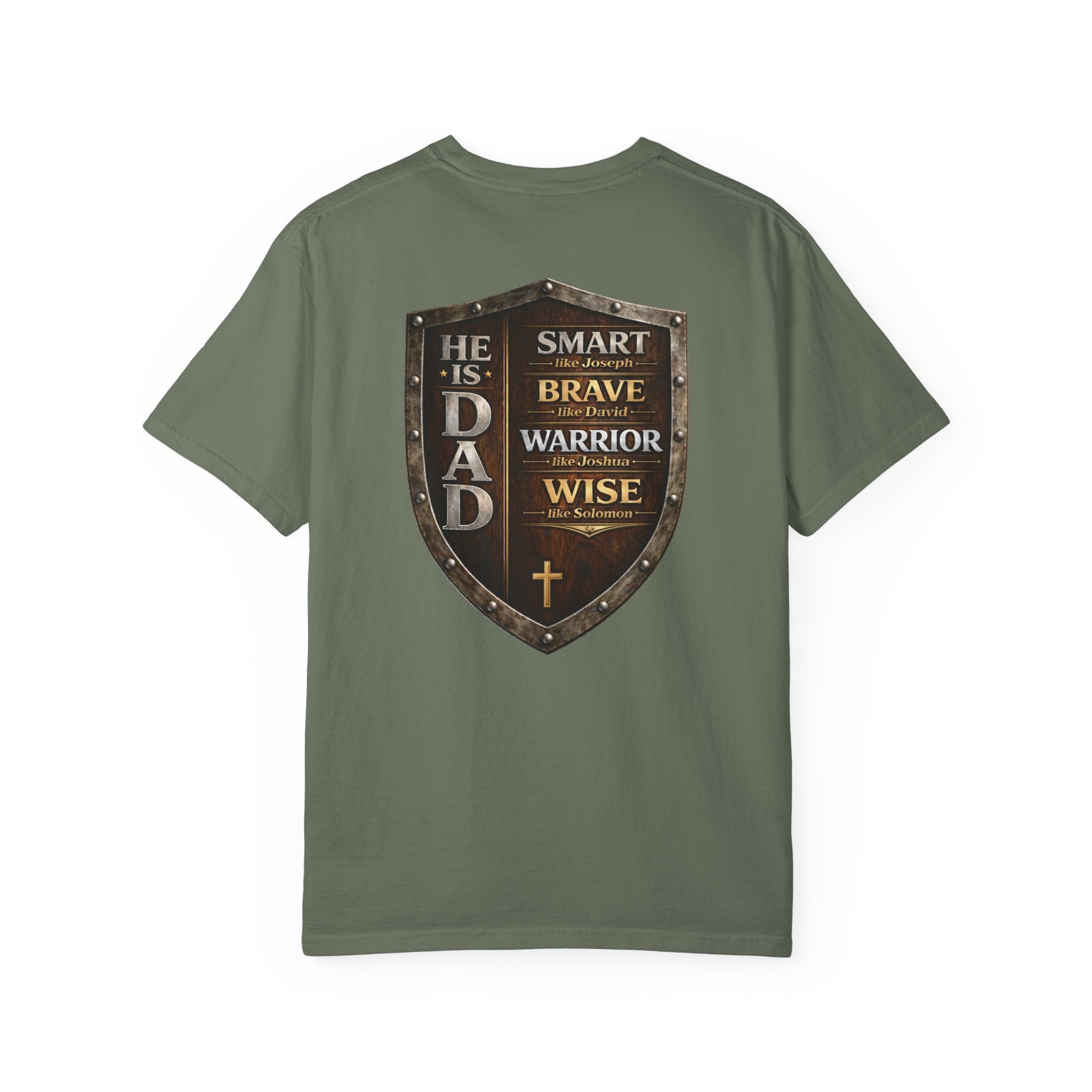 Christian Dad Shield Shirt, Smart Brave Warrior Wise Father Tee, Man of God Dad Shirt, Christian Father Gift, Redeemed Faith Apparel