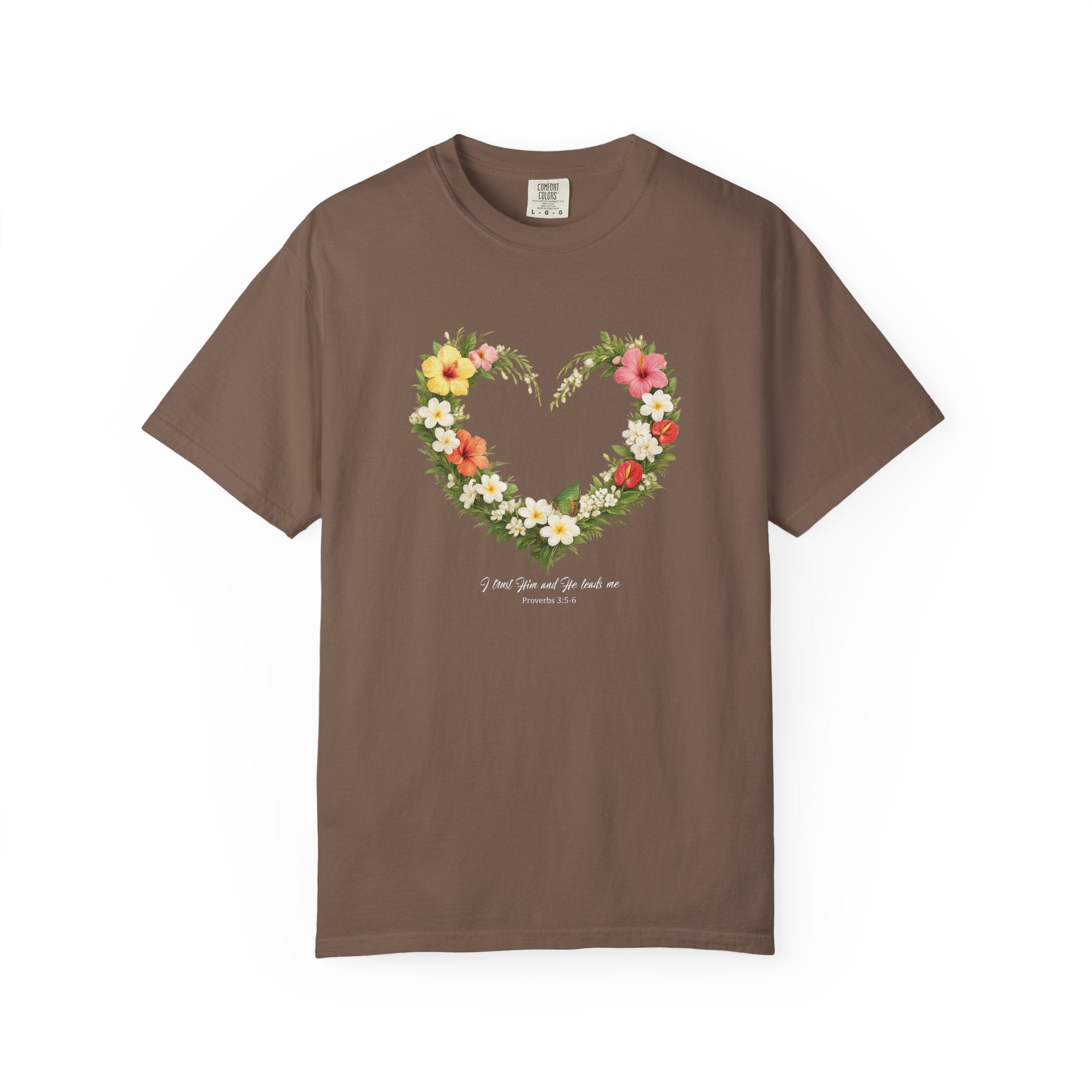 I Trust Him Floral Heart Christian Shirt, 2 Timothy 1:7 T-Shirt, Faith Based Gift for Women, Wildflower Heart Tee, Redeemed Faith Apparel