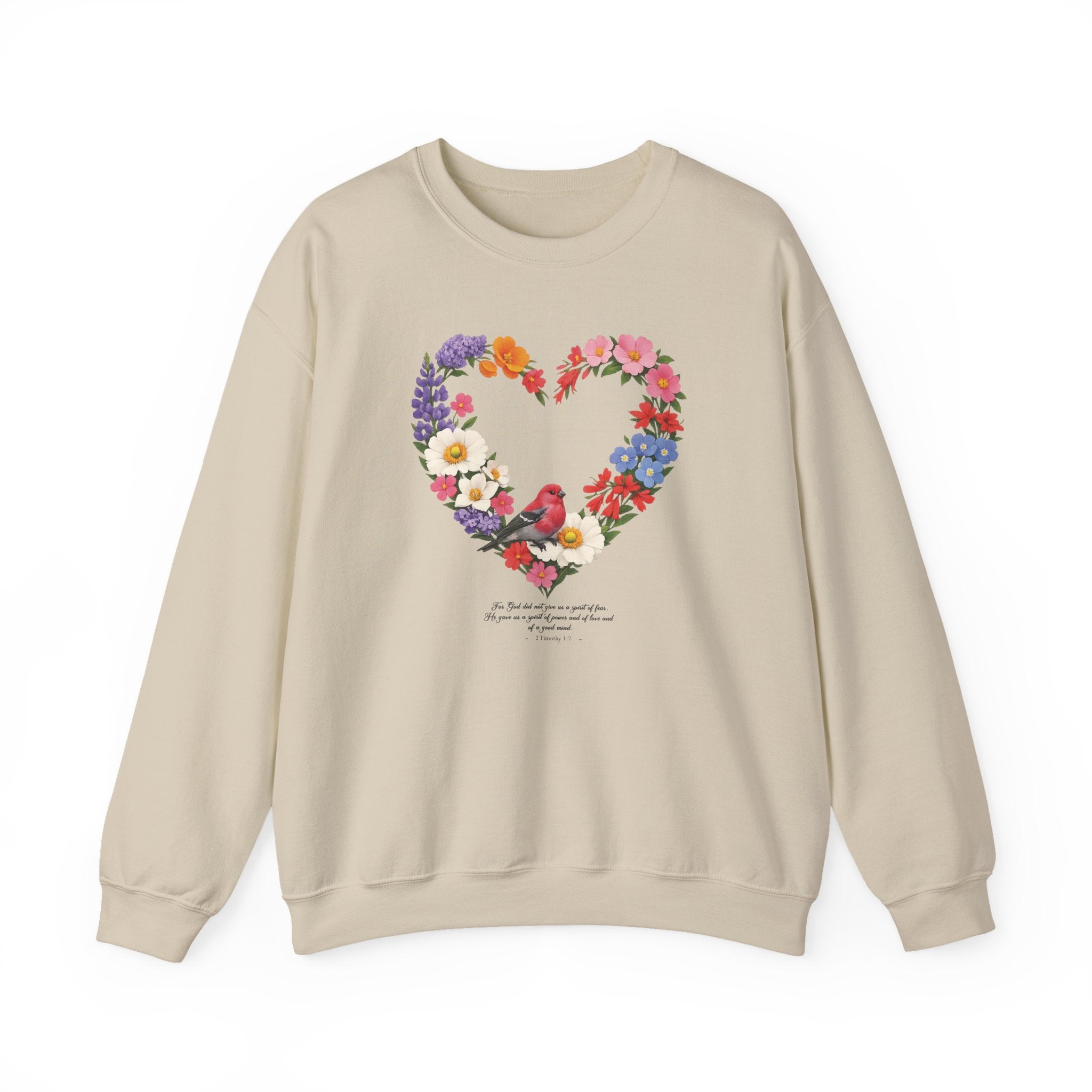 2 Timothy 1:7 Sweatshirt, God Gave Us a Spirit of Power, Love, Self Discipline, Bird Faith Womens Gift, Boho Top, Redeemed Faith Apparel