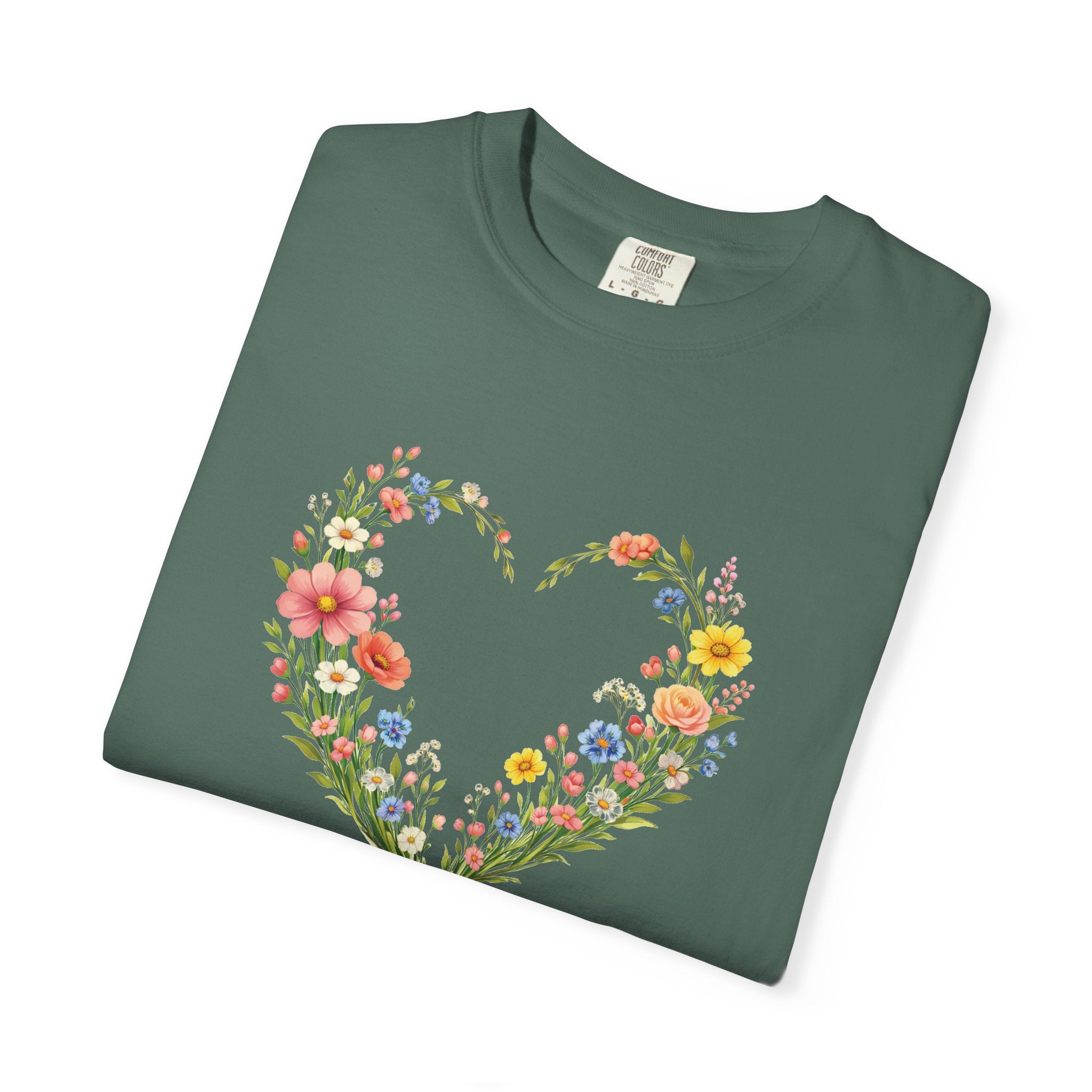 I Will Walk By Faith Floral T Shirt, 2 Corinthians 5:7 Christian Shirt, Christian Women Gift, Wildflower Heart tee, Redeemed Faith Apparel
