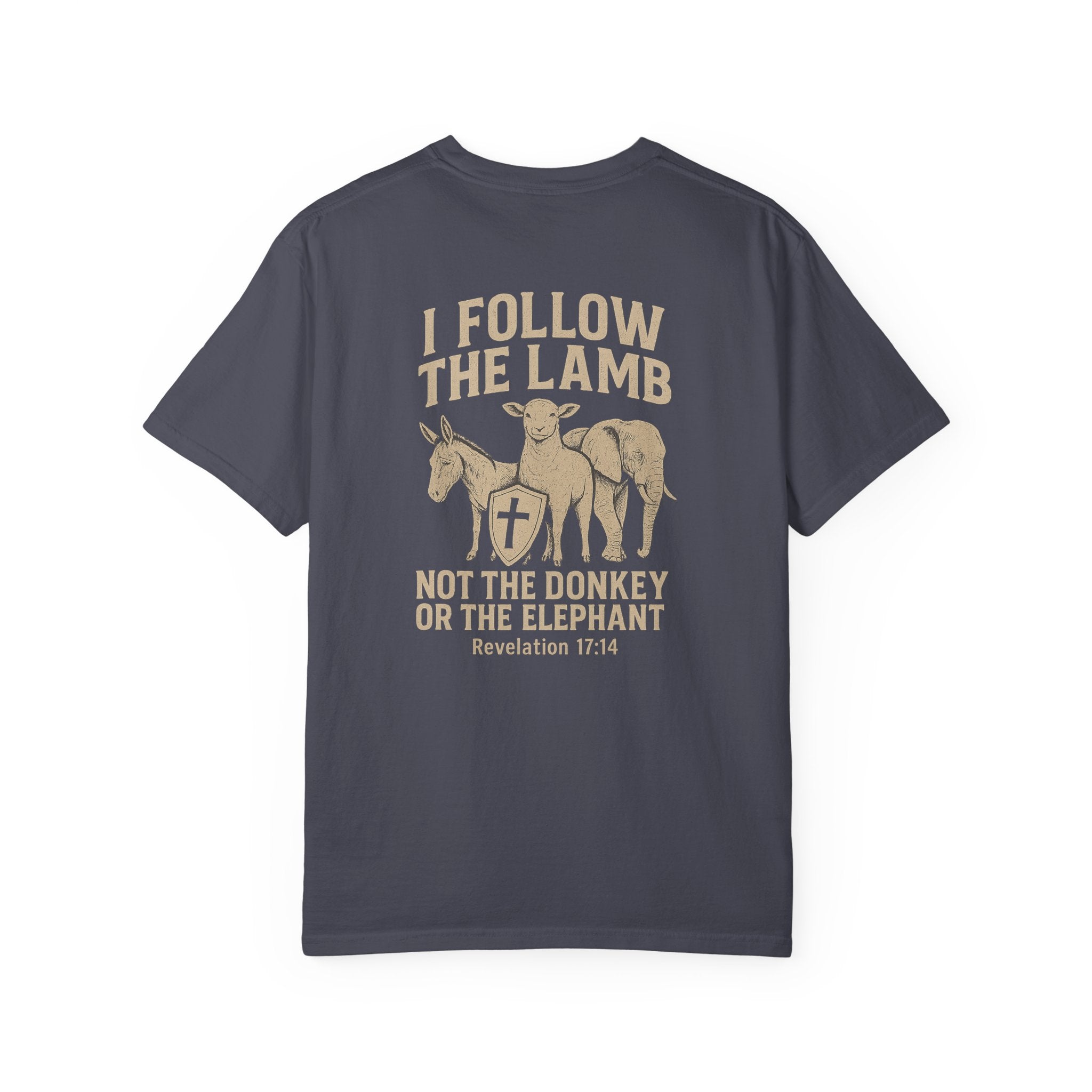 Christian Shirt, I Follow The Lamb Not The Donkey Or Elephant, Revelation 17:14 T-Shirt, Jesus Over Politics Tee, Redeemed Faith Apparel