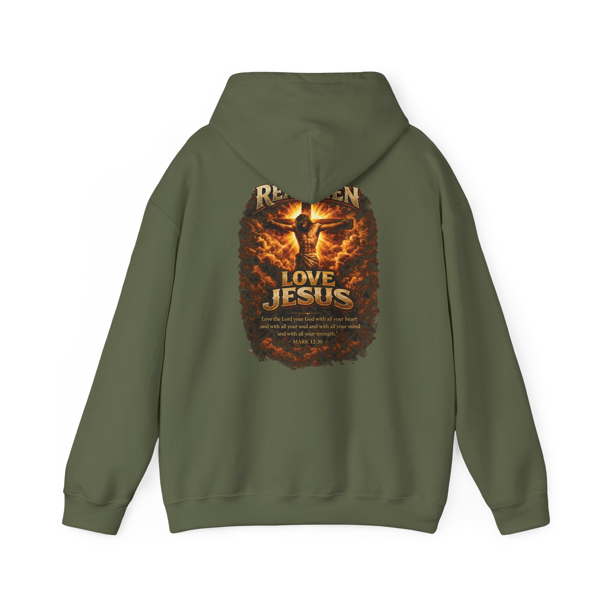 Real Men Love Jesus Hoodie, Mark 12:30 Christian Pullover Hoodie, Bold Faith Jesus Sweatshirt, Christian Mens Hoodie, Redeemed Faith Apparel