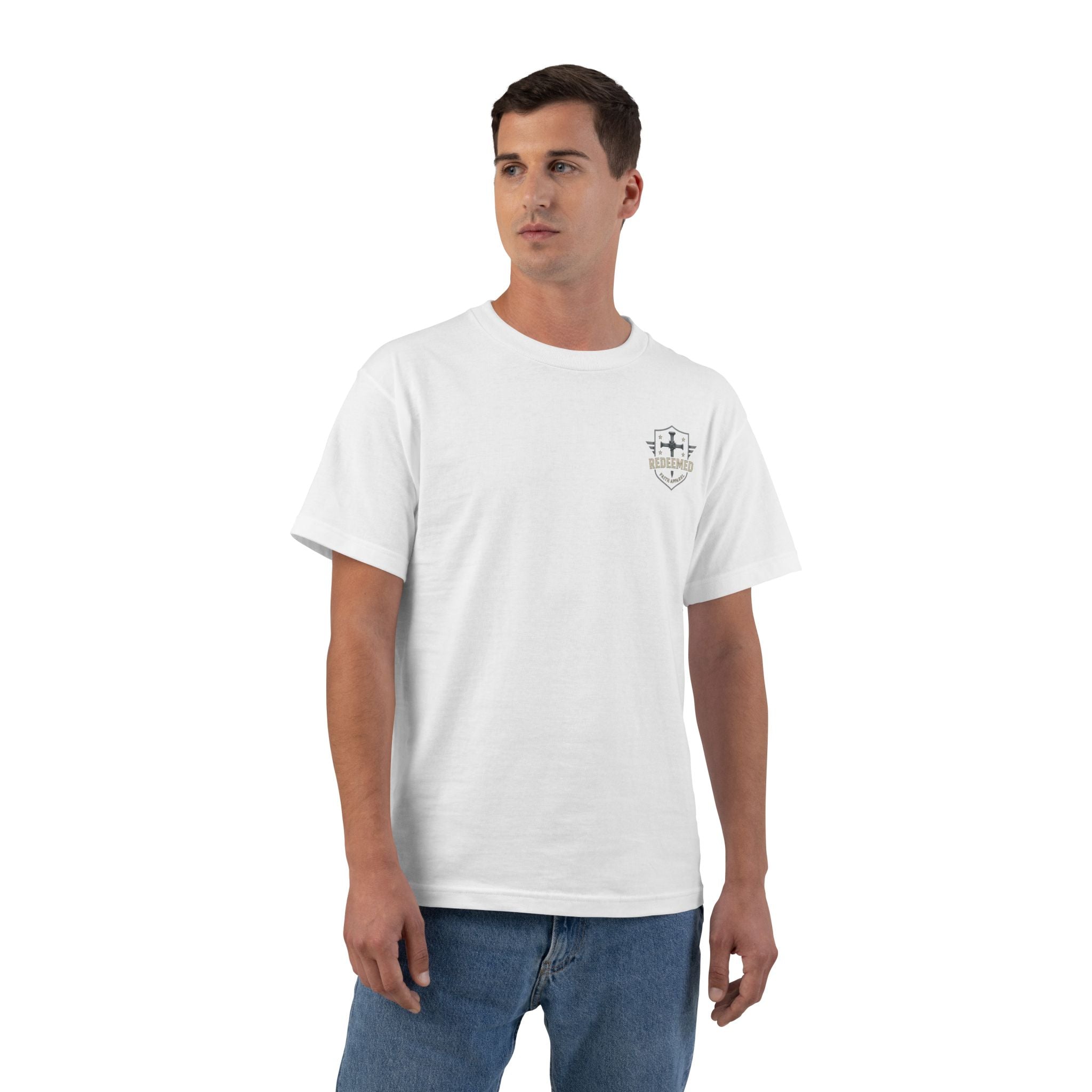 Redeemed Christian T-Shirt | Galatians 2:20 Shirt | Faith-Based Apparel | Cross Design | Religious Gift for Men & Women | Redeemed Faith Tee