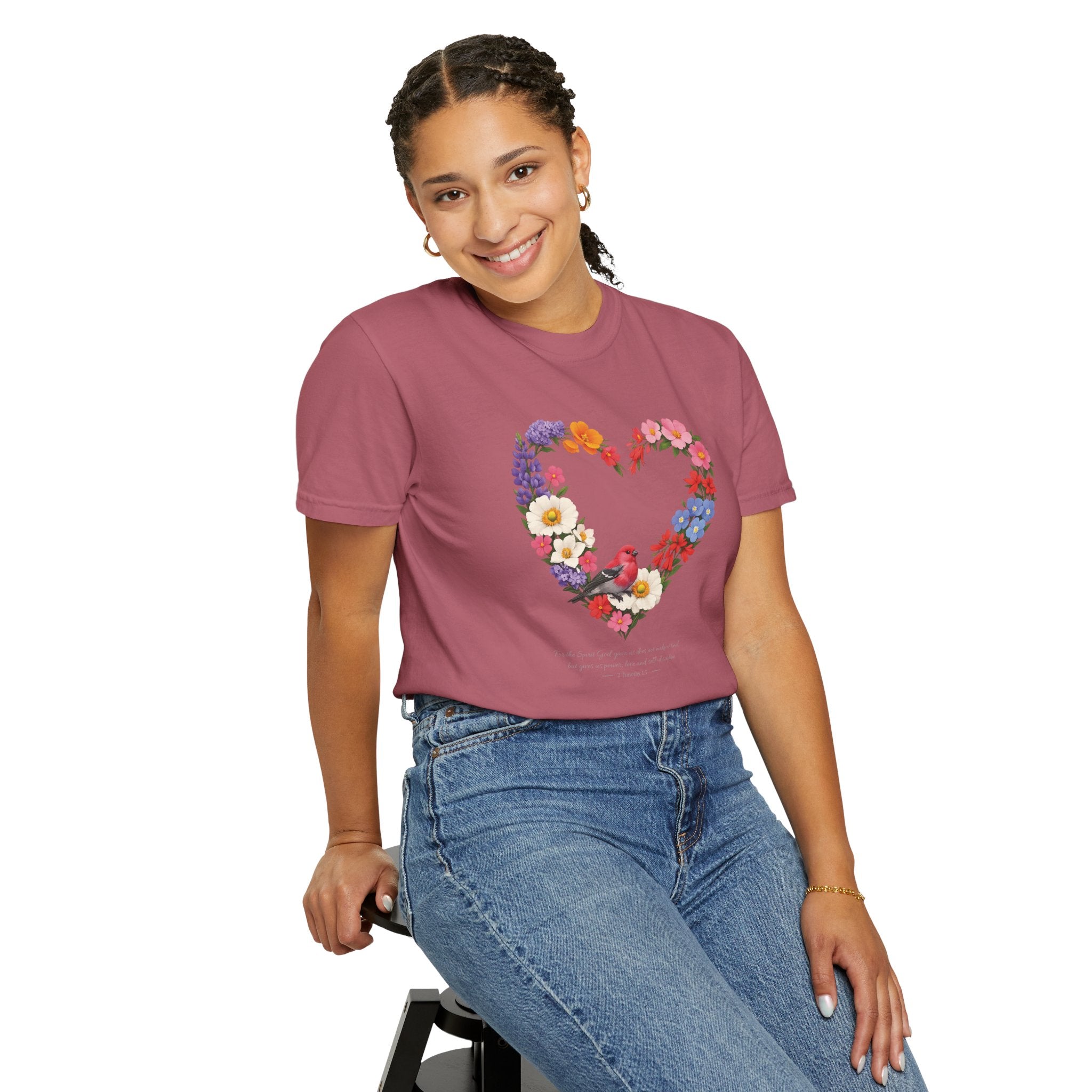 For God Has Not Given Us A Spirit Of Fear Floral Tee, 2 Timothy 1:7 Shirt, Christian Women Gift, Wildflower Heart, Redeemed Faith Apparel