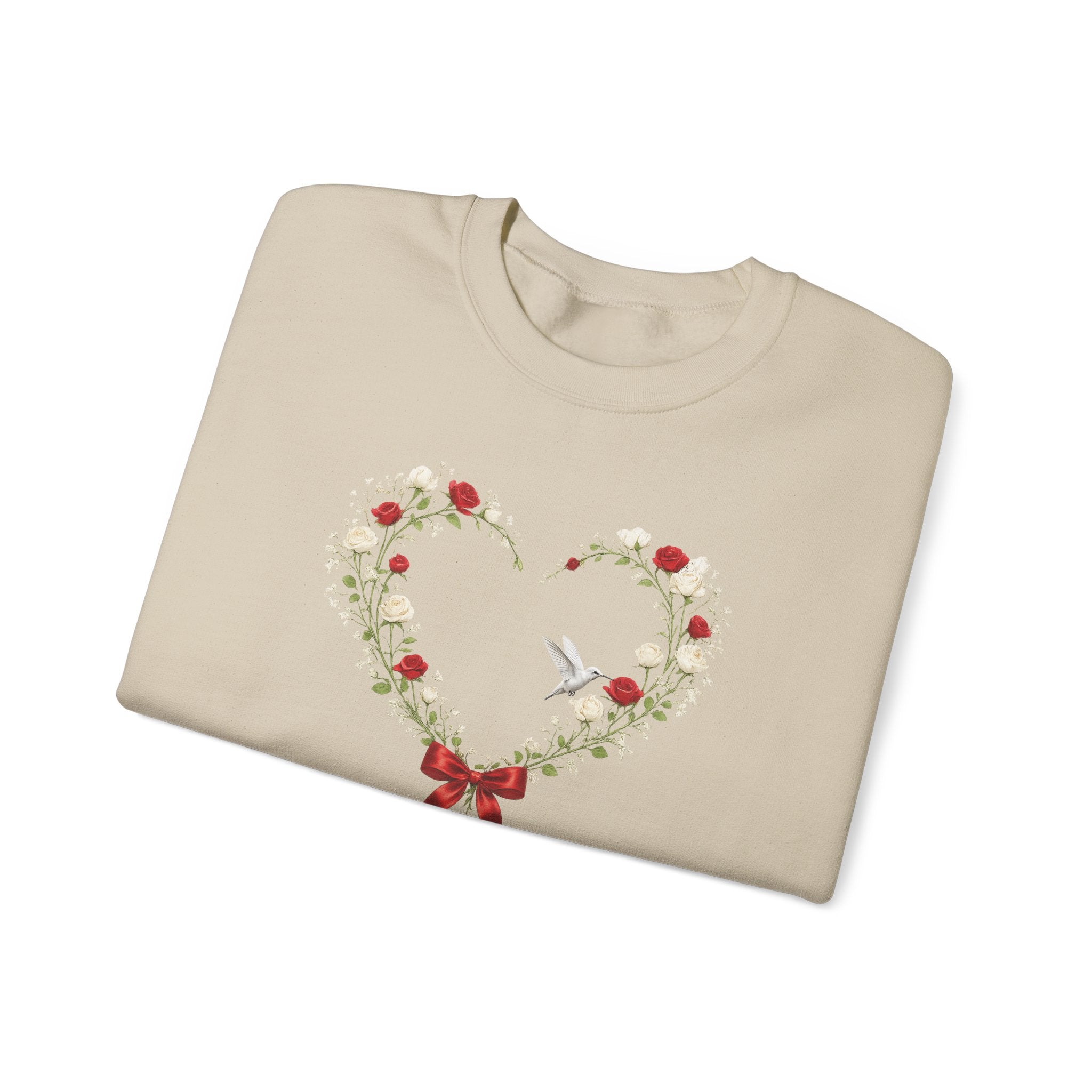Christian Wildflower Heart Sweatshirt, 1 John 4:19 Floral  Faith Sweatshirt, Rose Hummingbird Womens Gift, Redeemed Faith Apparel, Boho Top