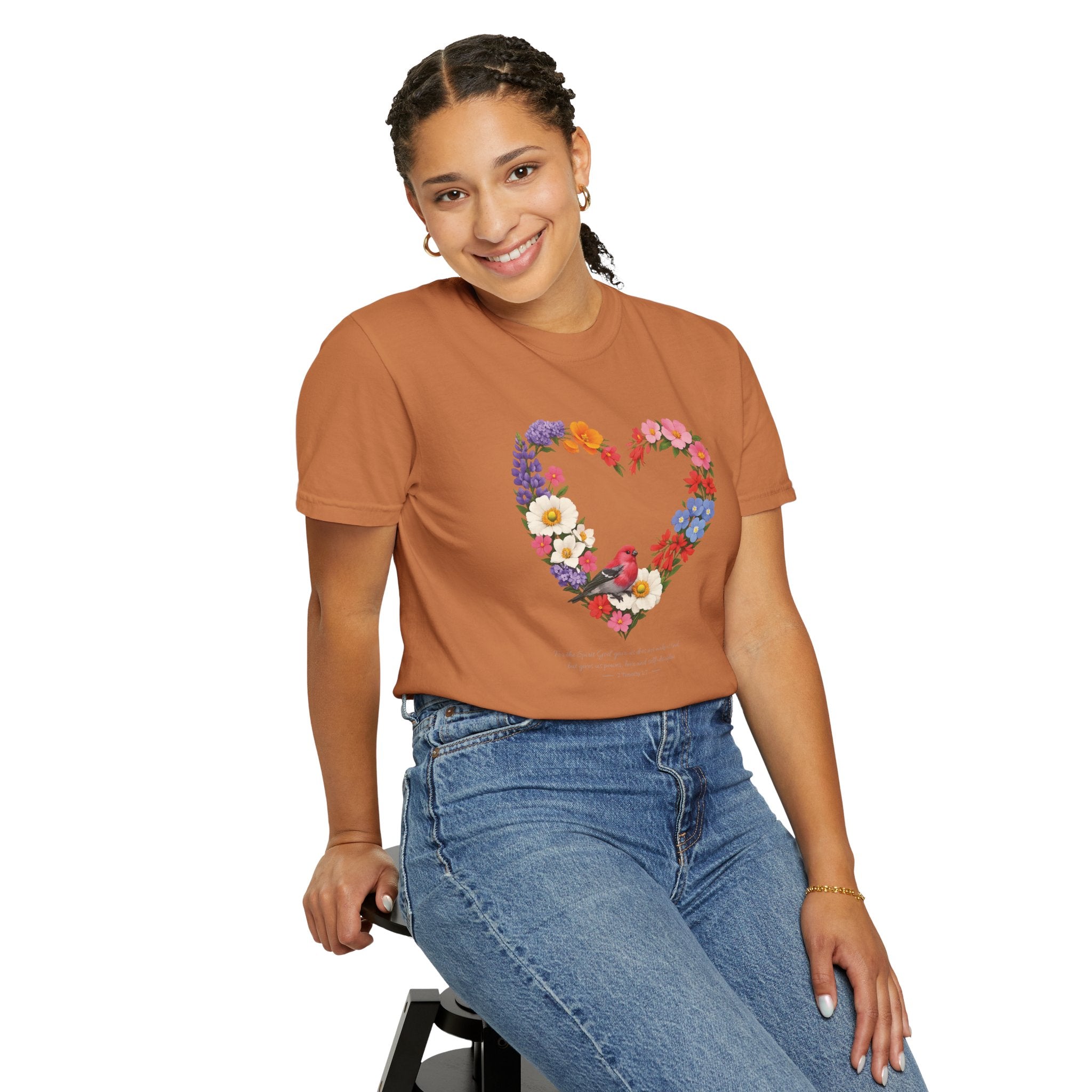 For God Has Not Given Us A Spirit Of Fear Floral Tee, 2 Timothy 1:7 Shirt, Christian Women Gift, Wildflower Heart, Redeemed Faith Apparel