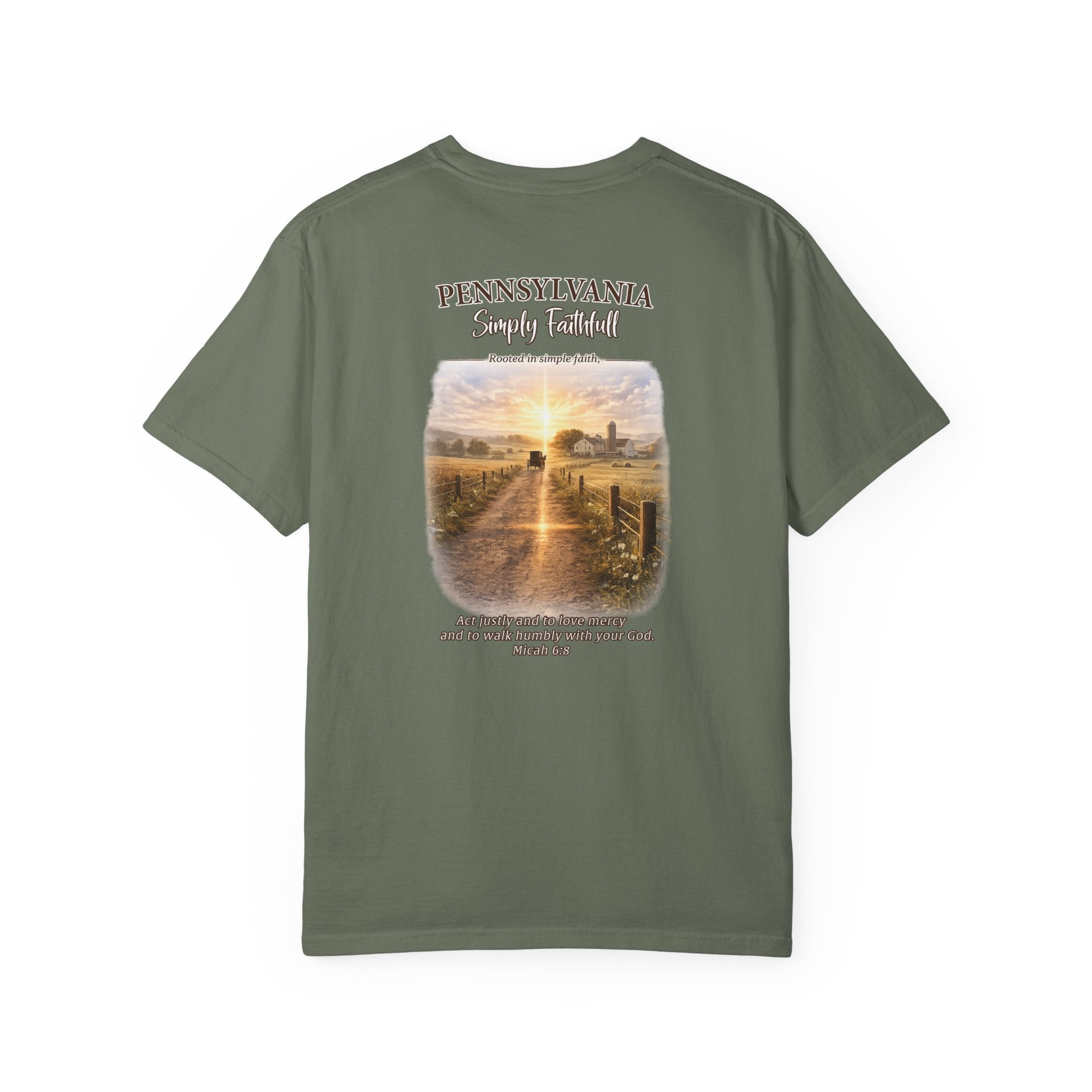 PA-Pennsylvania Simply Faithful Christian T Shirt, Amish Country Faith Tee, Micah 6:8 Shirt, PA Faith Shirt, God Bless America Collection