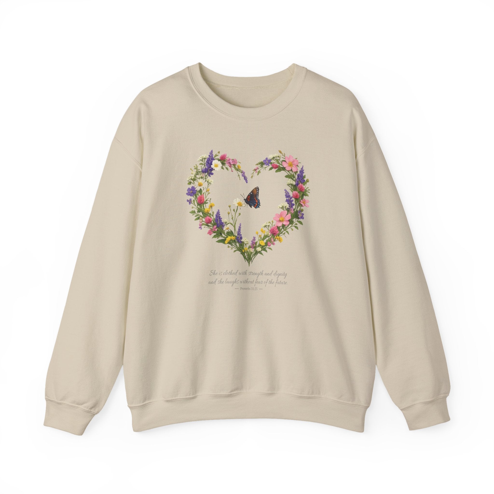 Proverbs 31:25 Sweatshirt, She is Clothed With Strength Christian Floral Sweatshirt, Womens Faith Gift, Redeemed Faith Apparel, Boho Sweater