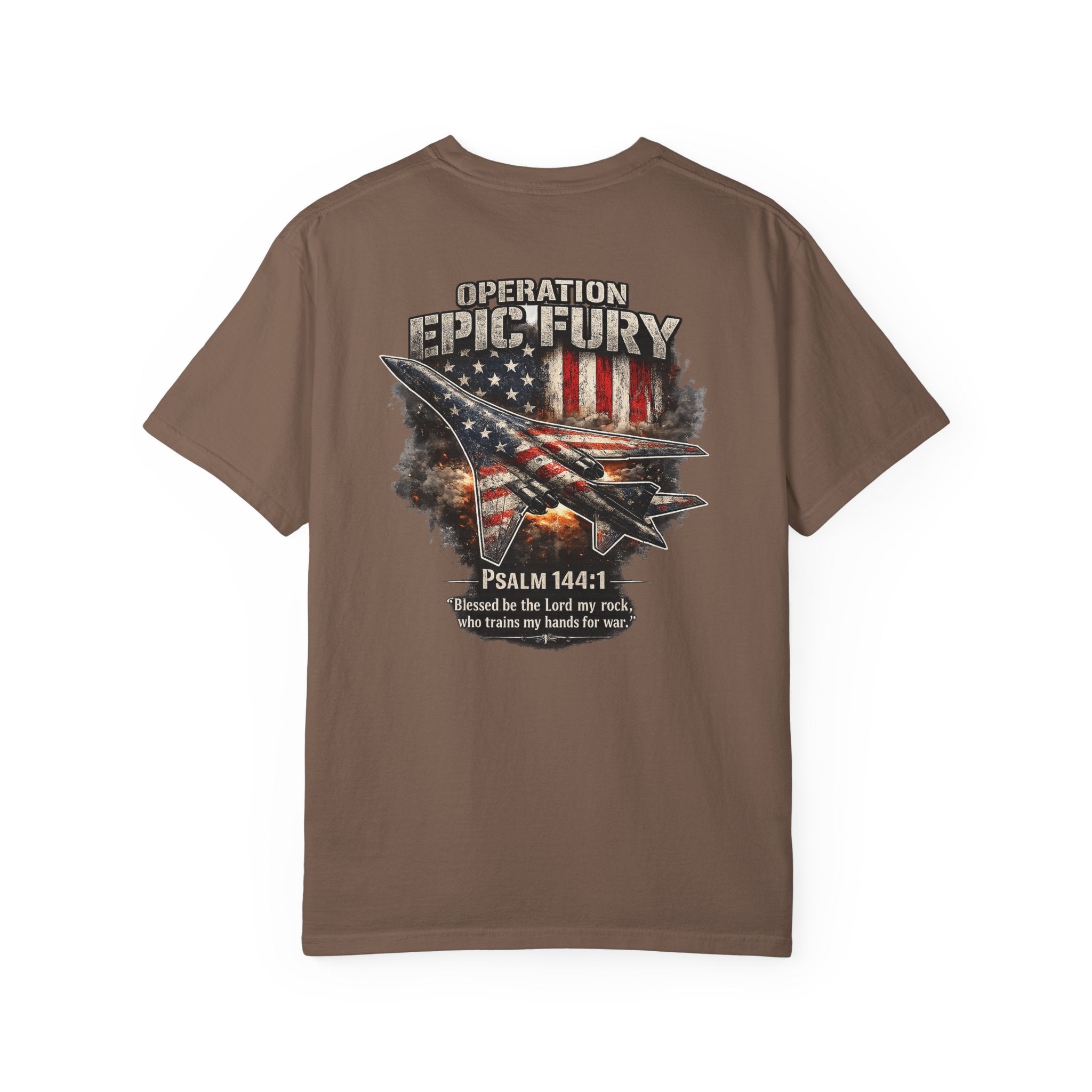 Operation Epic Fury Christian Shirt, Psalm 144:1 Bible Verse Tee, American B1 Bomber Shirt, Faith and Freedom Shirt, Redeemed Faith Apparel
