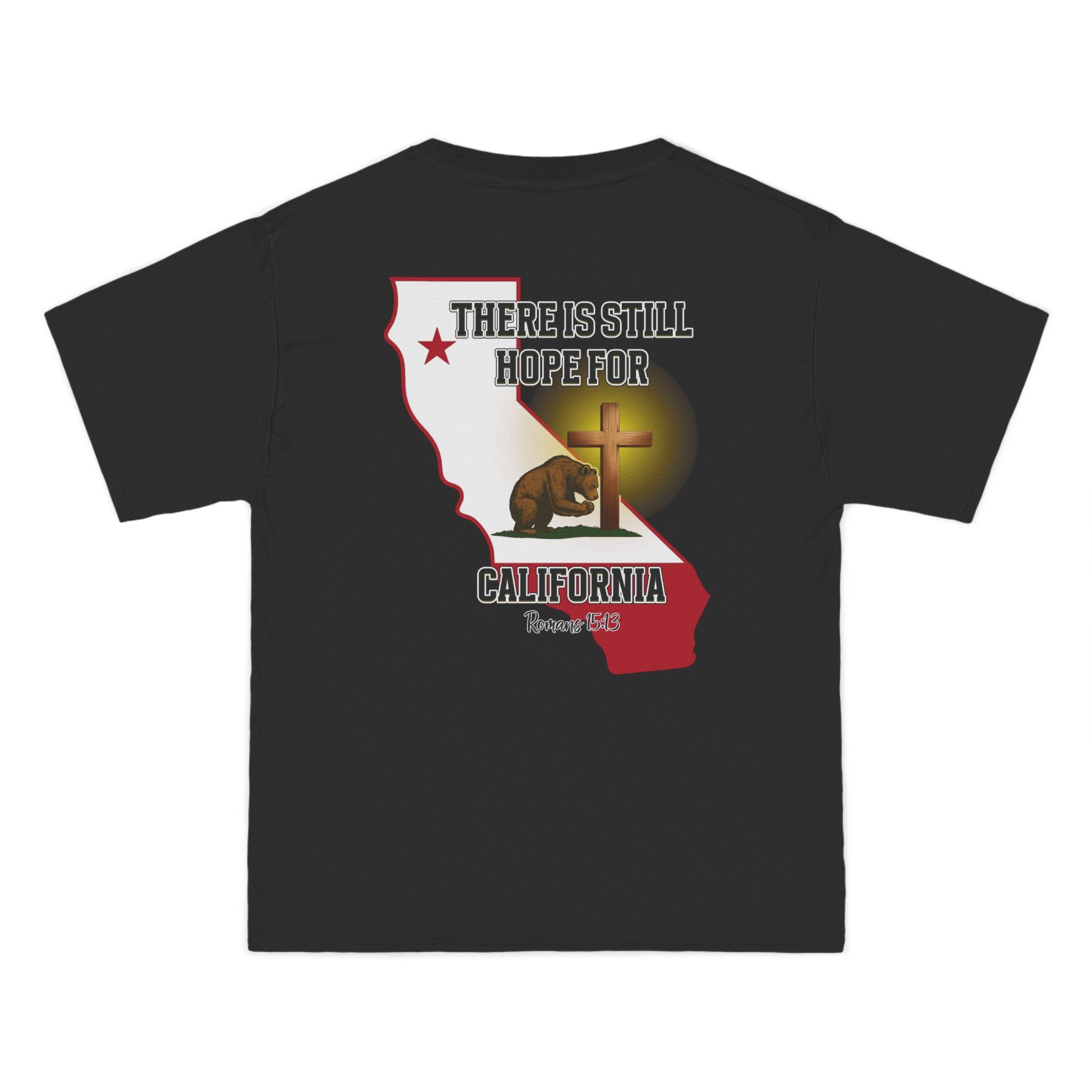 CA-There Is Still Hope for California, Christian Shirt, Romans 1513, Bear and Cross, Redeemed Faith Apparel, God Bless America Collection