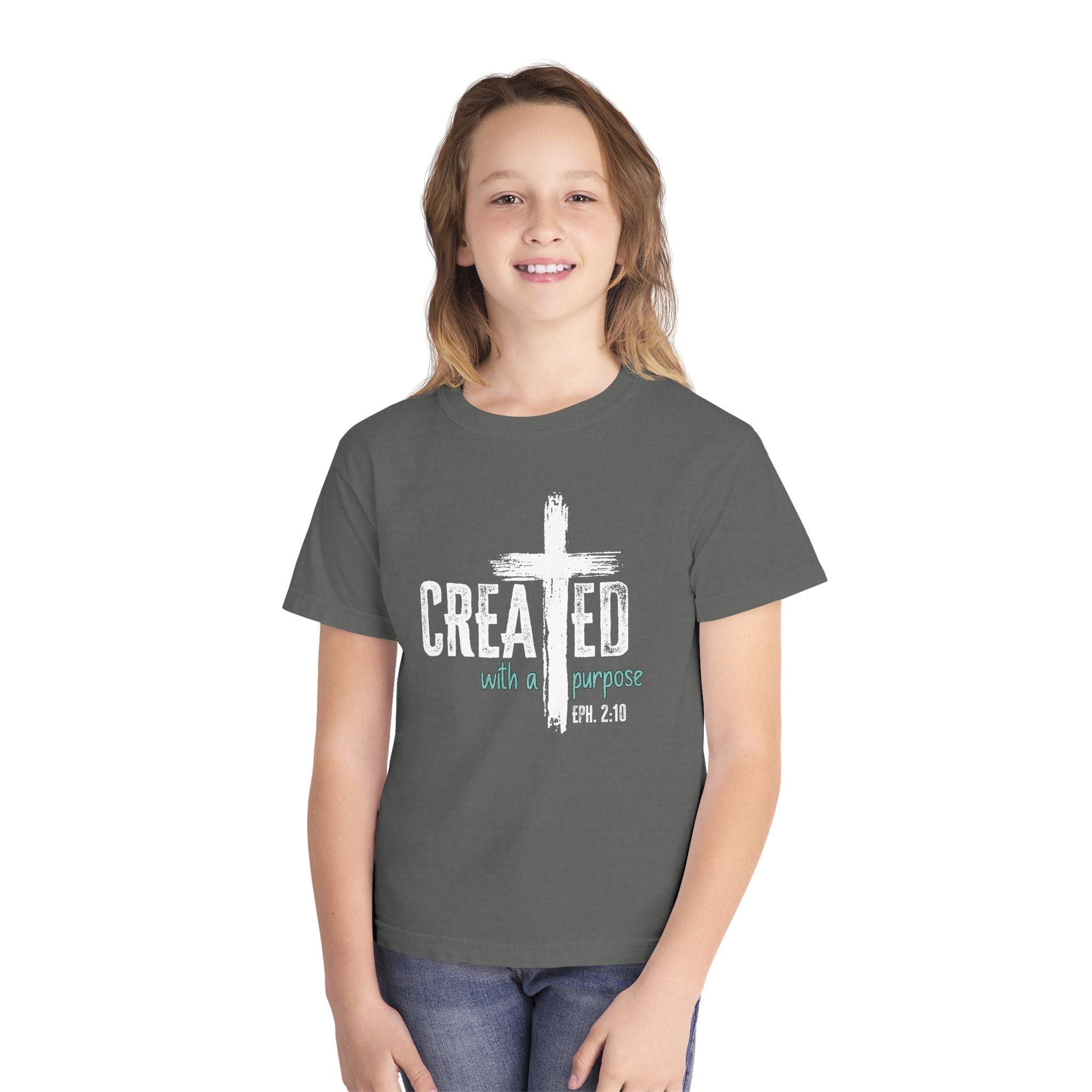 Created with a Purpose Youth Shirt, Christian Youth Shirt, Ephesians 2:10 Shirt, Faith Shirt for Kids, Christian Tee, Church Shirt