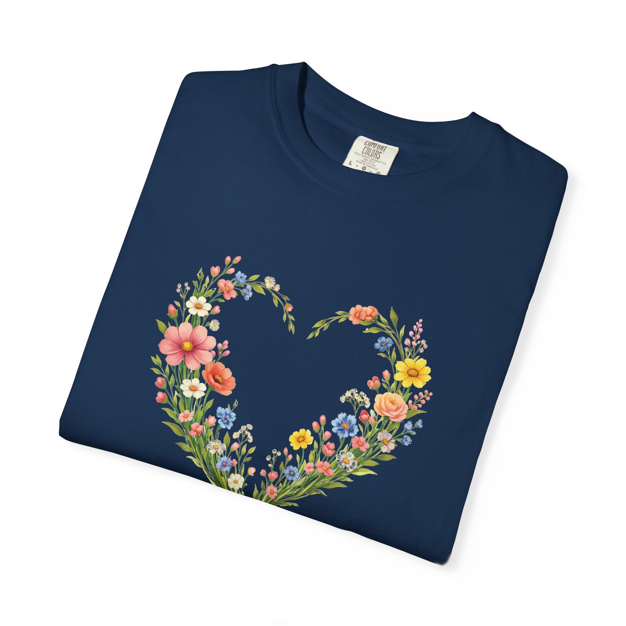 I Will Walk By Faith Floral T Shirt, 2 Corinthians 5:7 Christian Shirt, Christian Women Gift, Wildflower Heart tee, Redeemed Faith Apparel