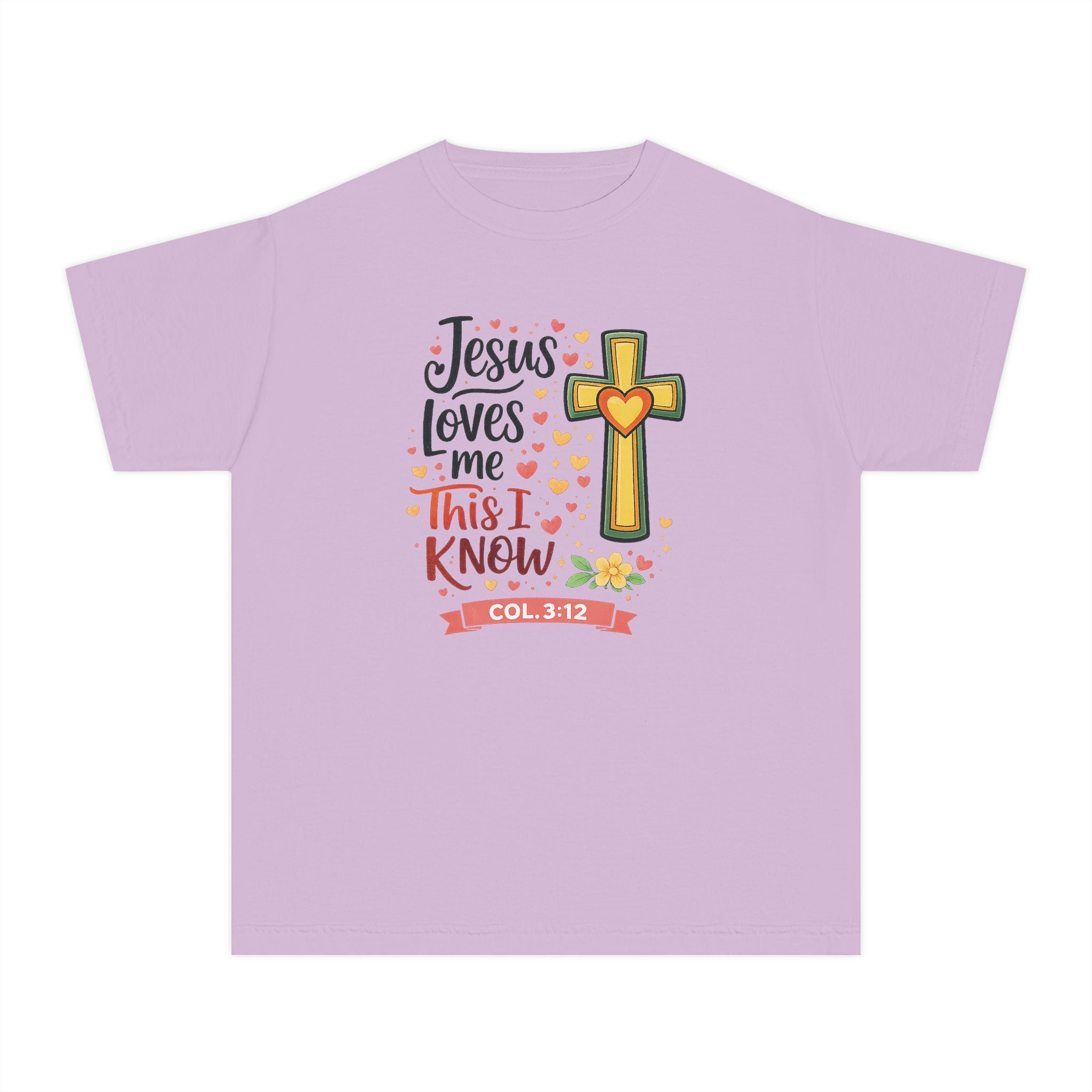 Jesus Loves Me Youth Shirt, Christian Youth T Shirt, Bible Verse Youth Tee, Faith Shirt for Girls Boys, Church Youth Shirt Colossians 312