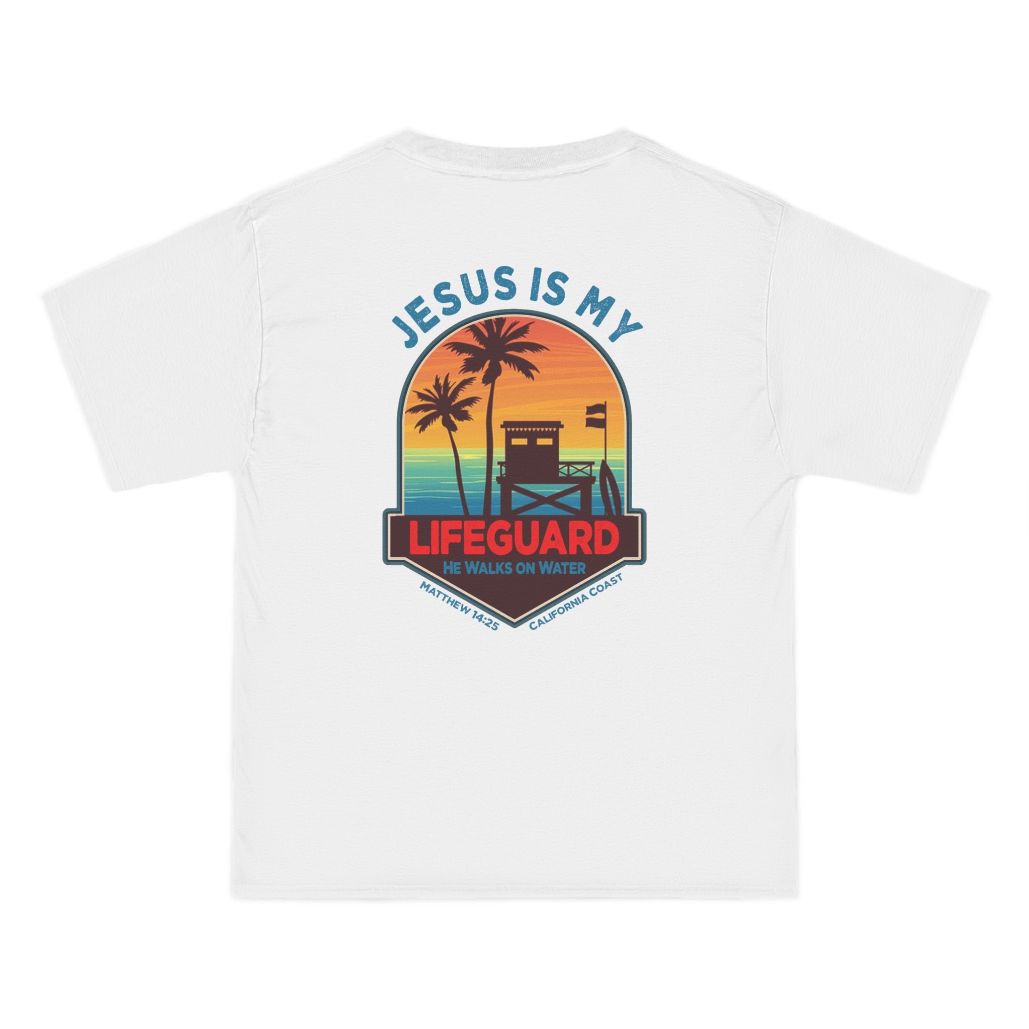 CA-Jesus Is My Lifeguard Shirt, He Walks on Water T-shirt, California Coast, Matthew 1425, Surfing T Shirt, God Bless America Collection