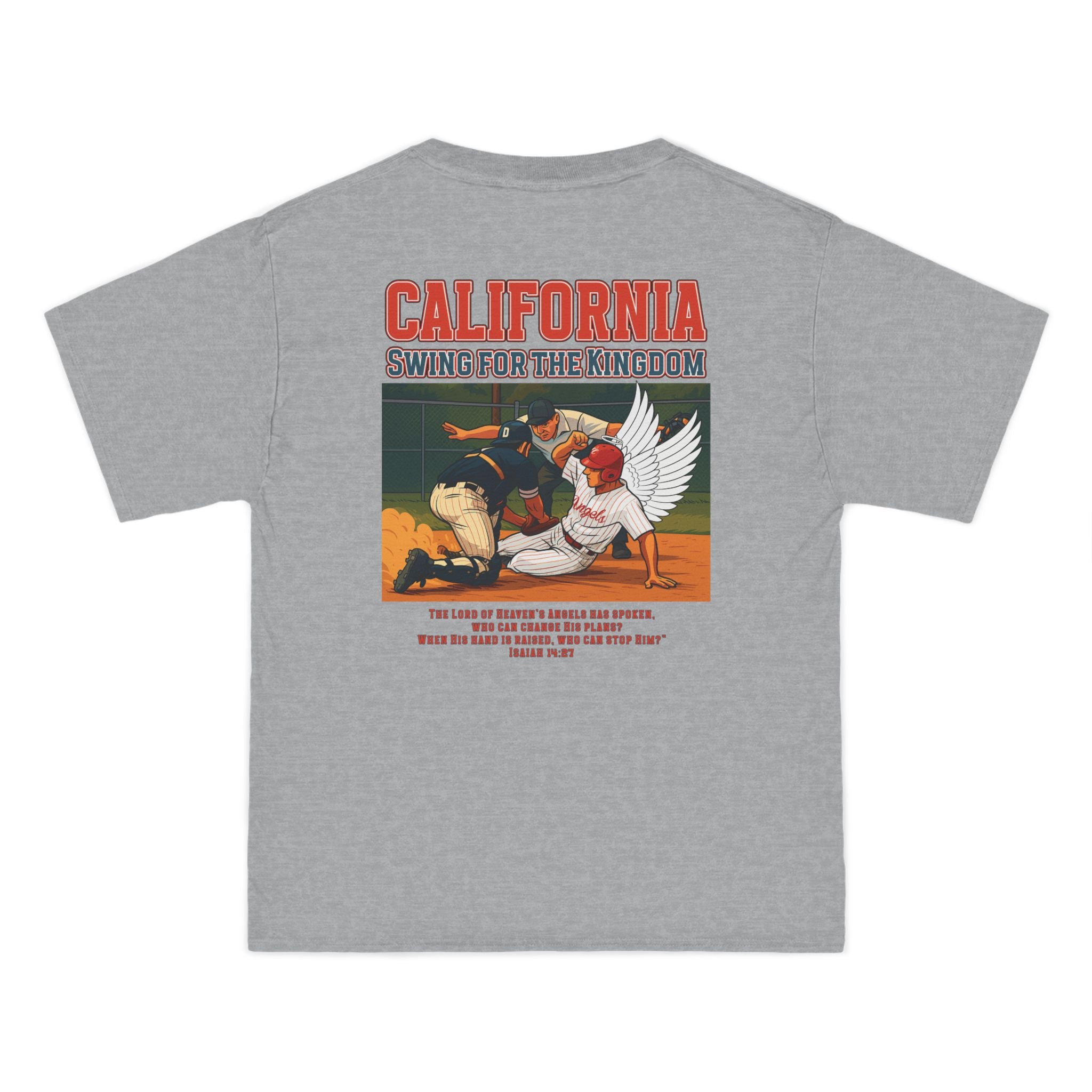 CA-Angels Swing for the Kingdom Christian Baseball Shirt, Isaiah 1427, Faith Sports Tee, Redeemed Faith Apparel God Bless America Collection