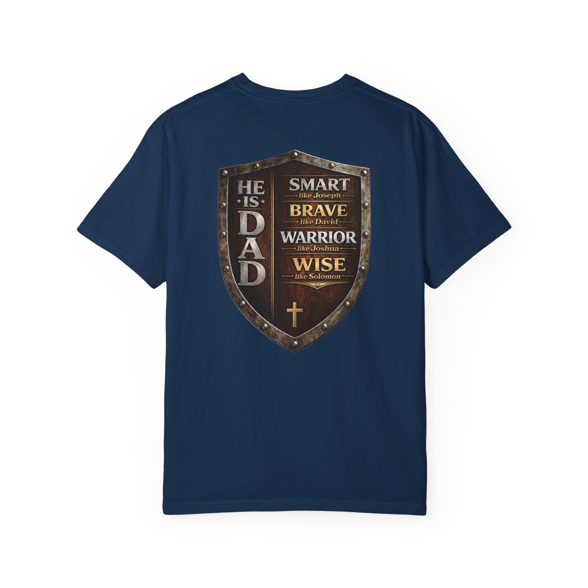 Christian Dad Shield Shirt, Smart Brave Warrior Wise Father Tee, Man of God Dad Shirt, Christian Father Gift, Redeemed Faith Apparel