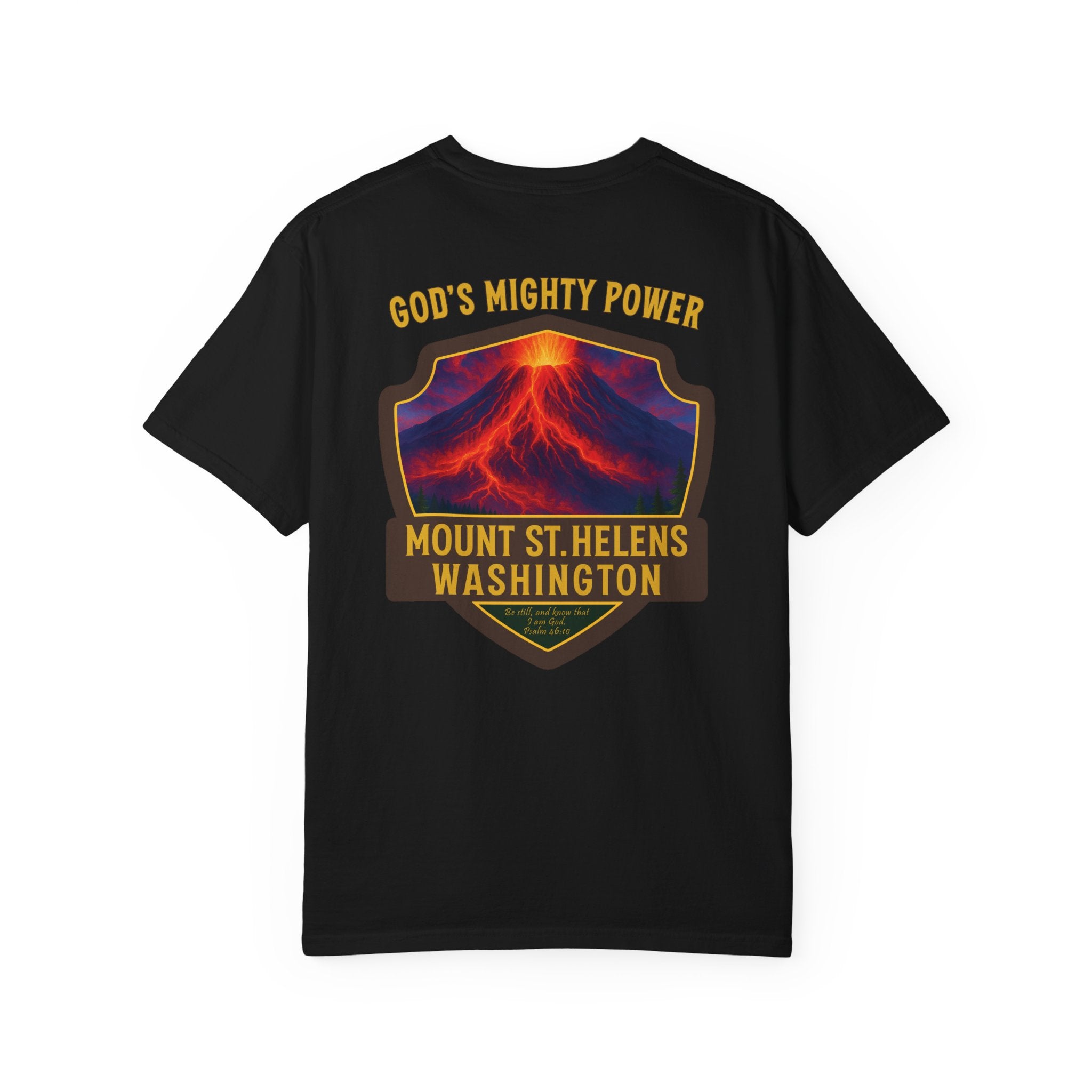 WA-Mount St Helens Washington Christian Shirt, Gods Mighty Power, Psalm 46:10, Volcano Faith Tee, God Bless America Collection, Redeemed Tee