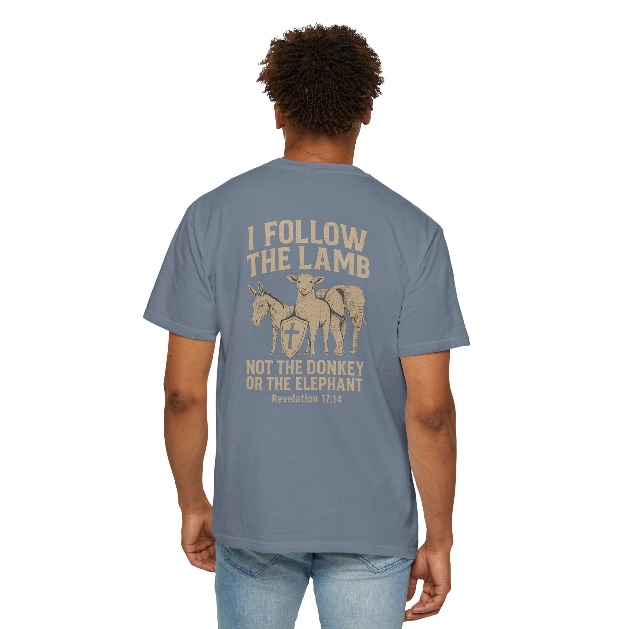 Christian Shirt, I Follow The Lamb Not The Donkey Or Elephant, Revelation 17:14 T-Shirt, Jesus Over Politics Tee, Redeemed Faith Apparel