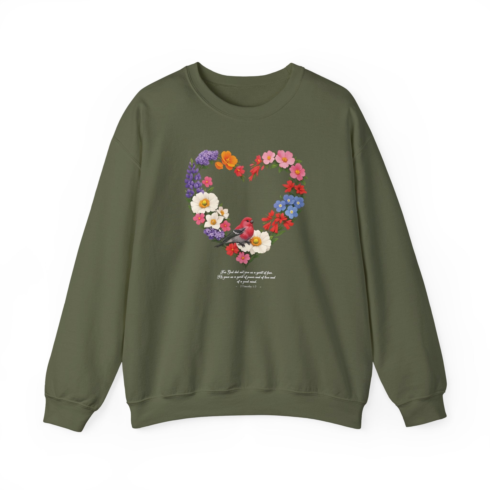 2 Timothy 1:7 Sweatshirt, God Gave Us a Spirit of Power, Love, Self Discipline, Bird Faith Womens Gift, Boho Top, Redeemed Faith Apparel
