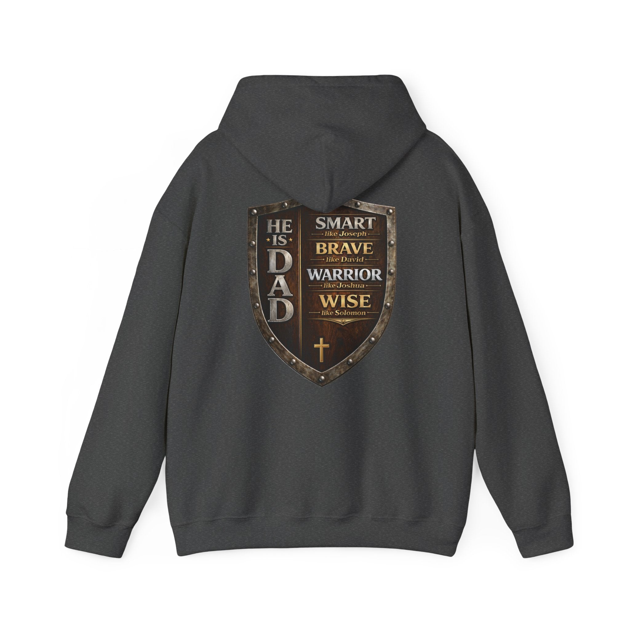 Christian Dad Shield Hoodie, Smart Brave Warrior Wise Father Pullover, Man of God Dad Hoodie, Christian Father Gift, Redeemed Faith Apparel