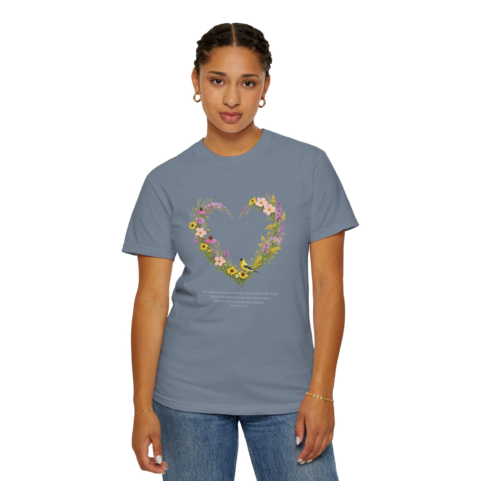 I Know The Plans I Have For You Floral Heart T-Shirt, Jeremiah 29:11 T Shirt, Christian Women Gift, Wildflower Heart, Redeemed Faith Apparel