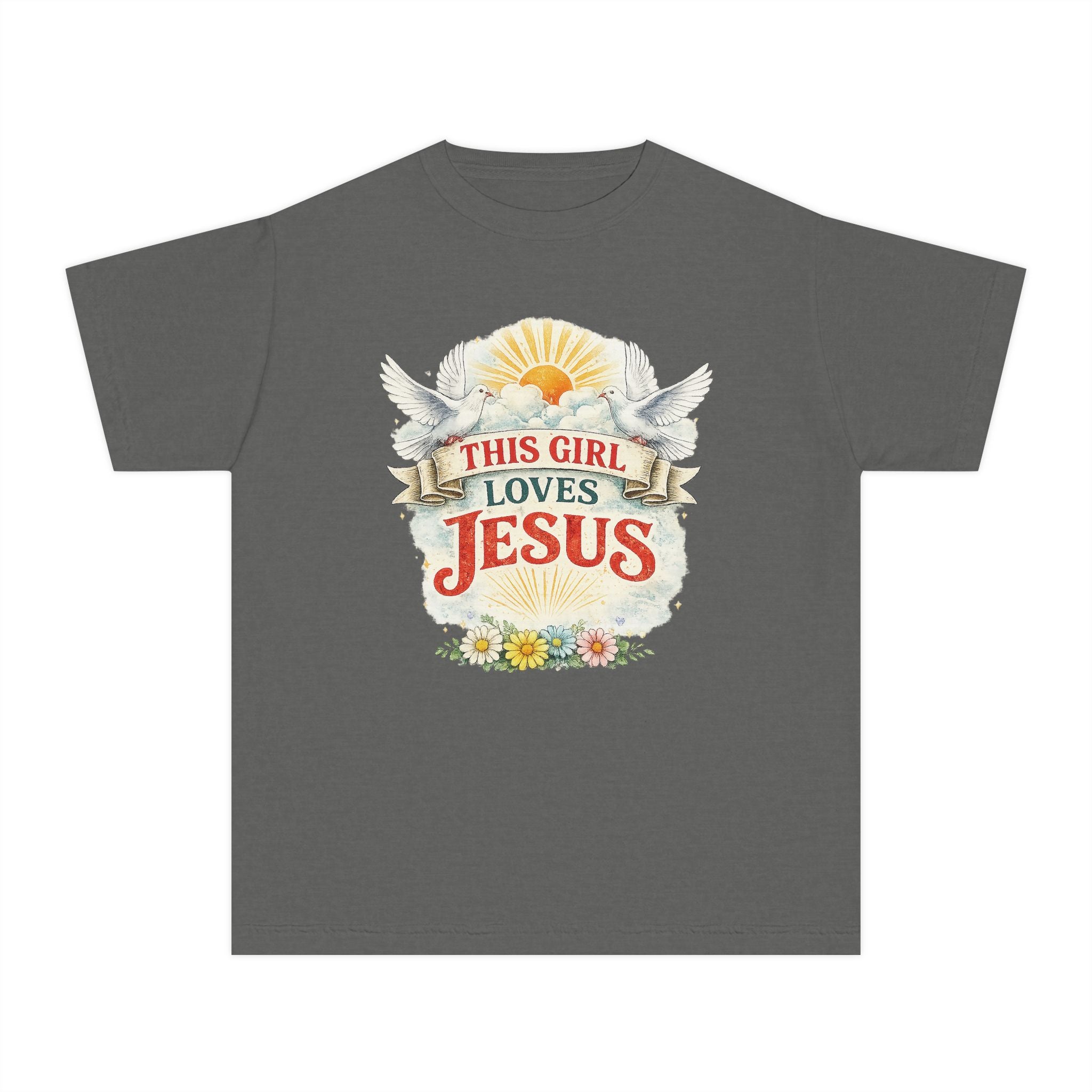 This Girl Loves Jesus Youth Shirt, Christian Girl Shirt, Faith Based Kids Shirt, Cute Christian Tee, Bible Shirt Girls, Christian Gift Kids