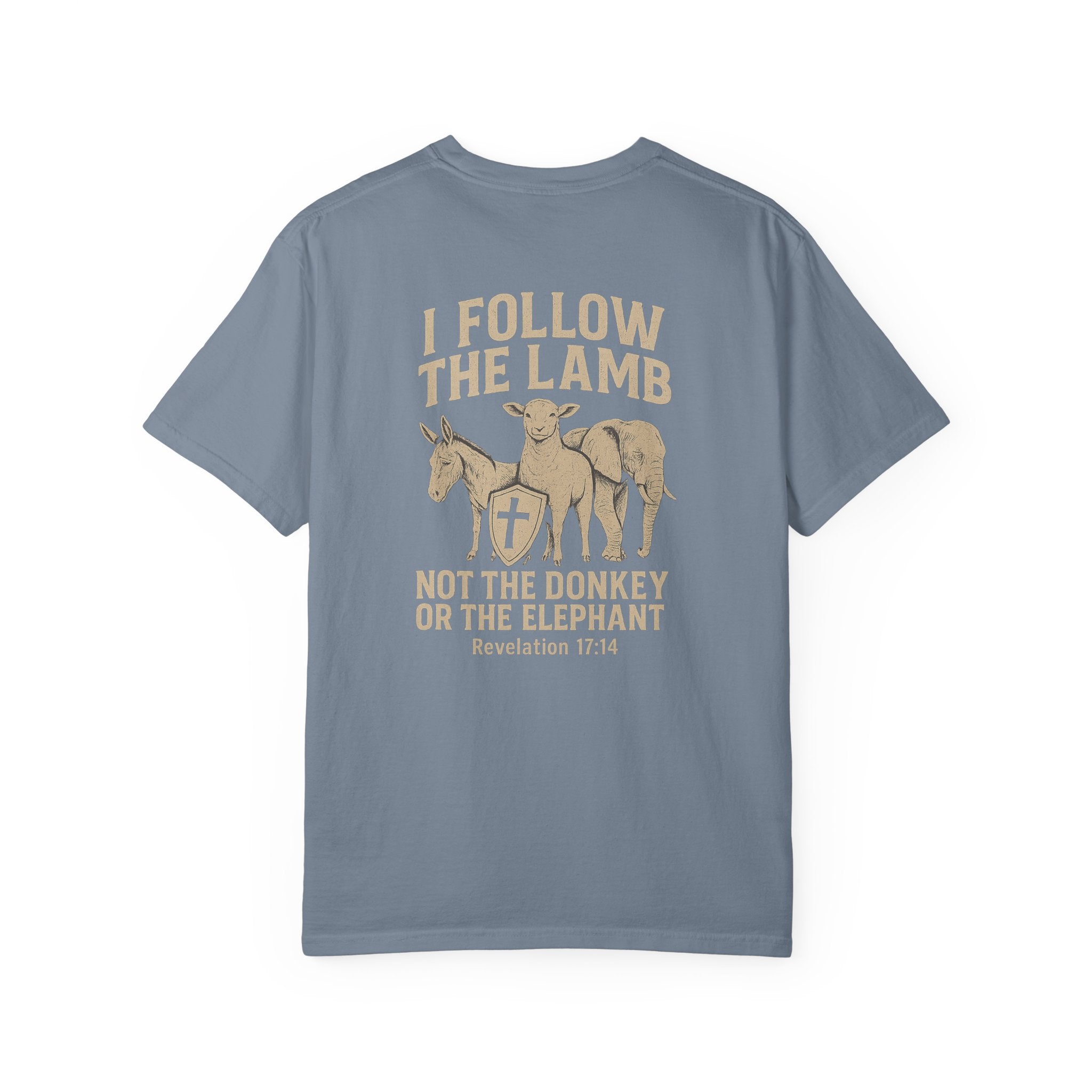 Christian Shirt, I Follow The Lamb Not The Donkey Or Elephant, Revelation 17:14 T-Shirt, Jesus Over Politics Tee, Redeemed Faith Apparel