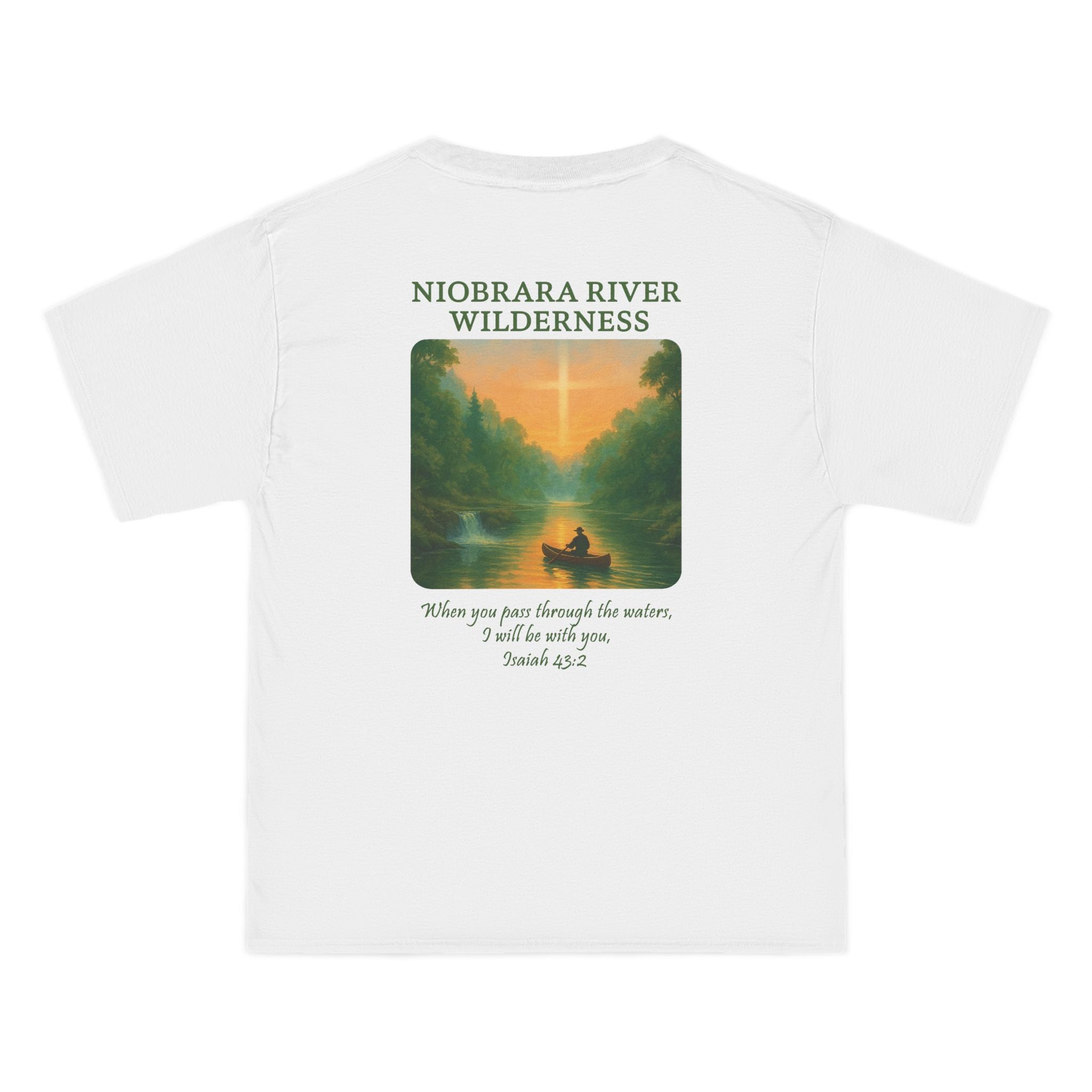 NB-Niobrara River Wilderness Shirt, Isaiah 43:2, Canoe Sunset, Nebraska Christian Tee, Outdoor Faith Apparel, God Bless America Collection