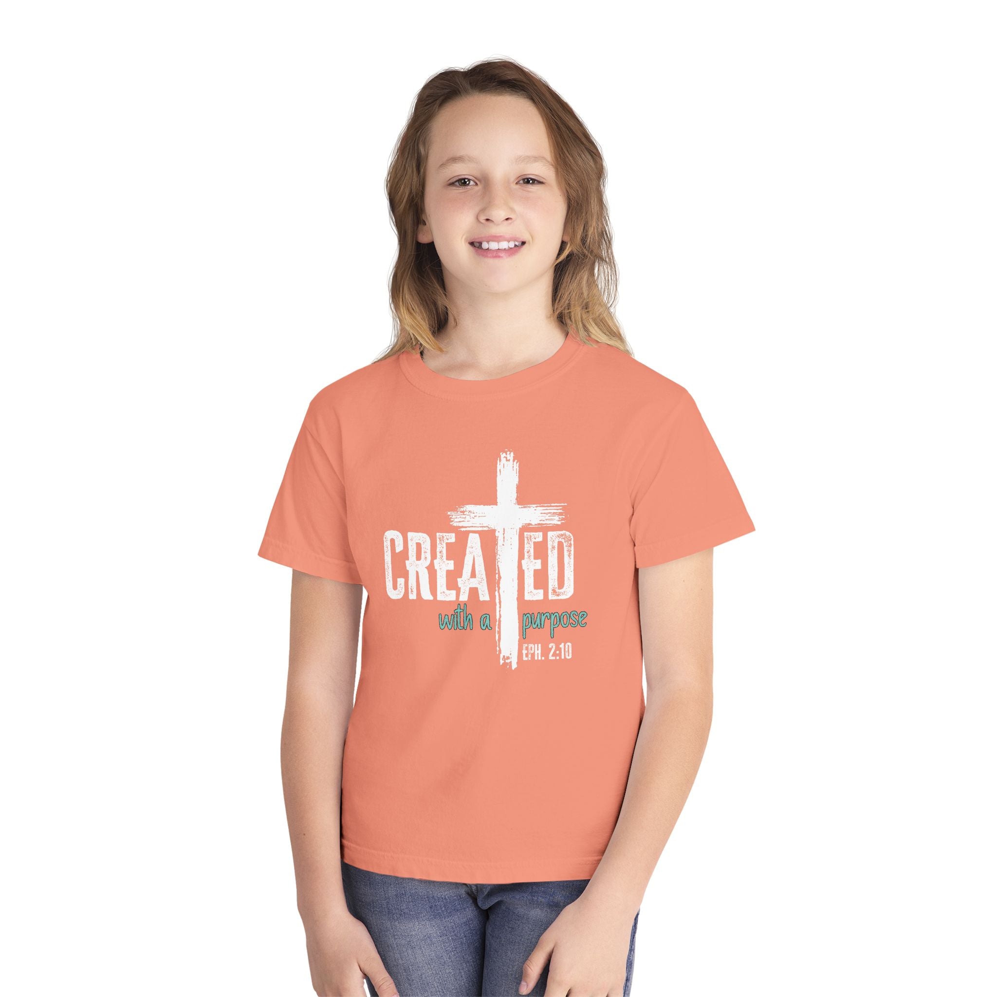 Created with a Purpose Youth Shirt, Christian Youth Shirt, Ephesians 2:10 Shirt, Faith Shirt for Kids, Christian Tee, Church Shirt